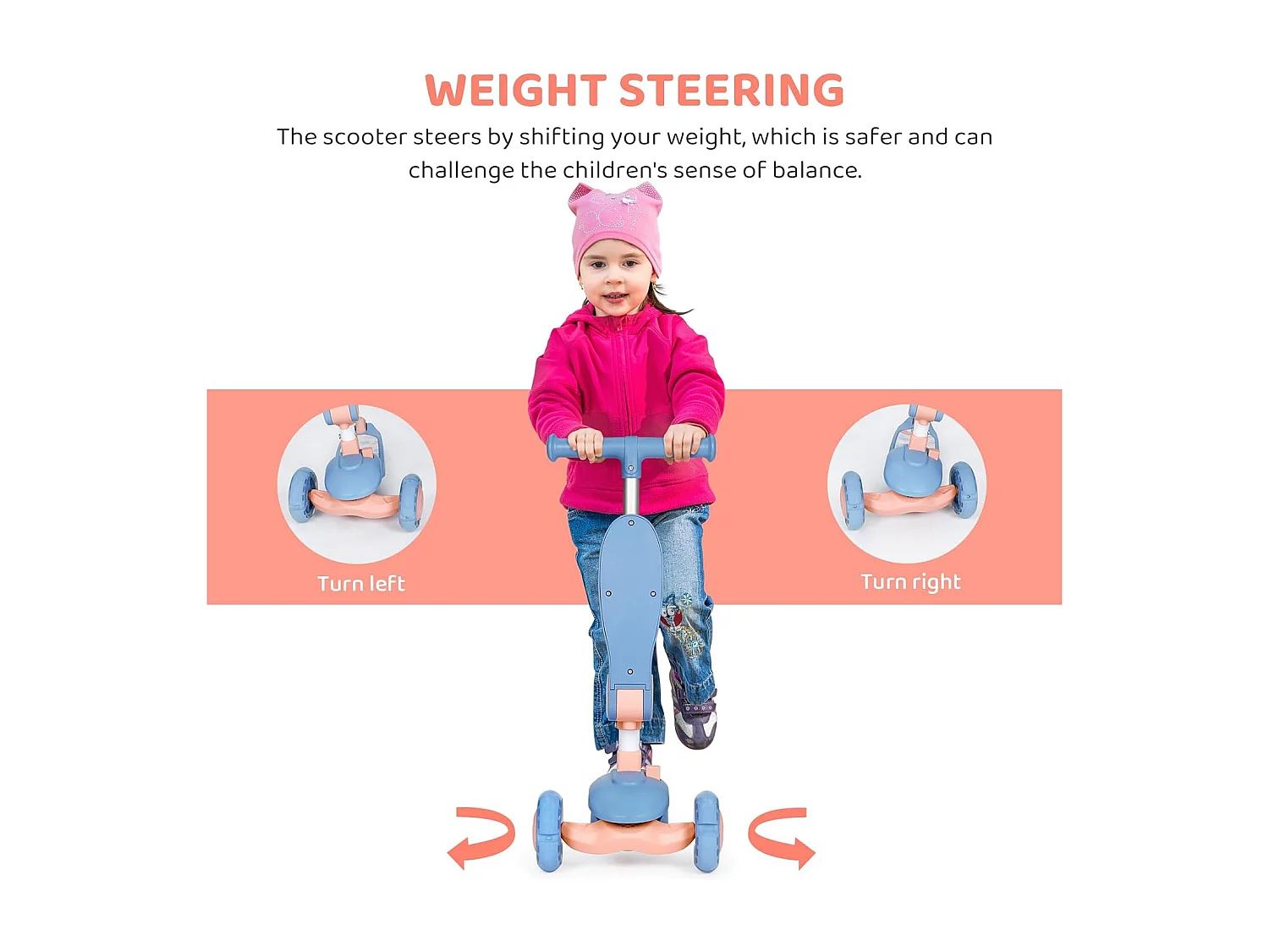 BremToy Opvouwbare Kinderstep met Zitje, LED-wielen en Hoogteverstelbaar Stuur voor 2-8 Jaar