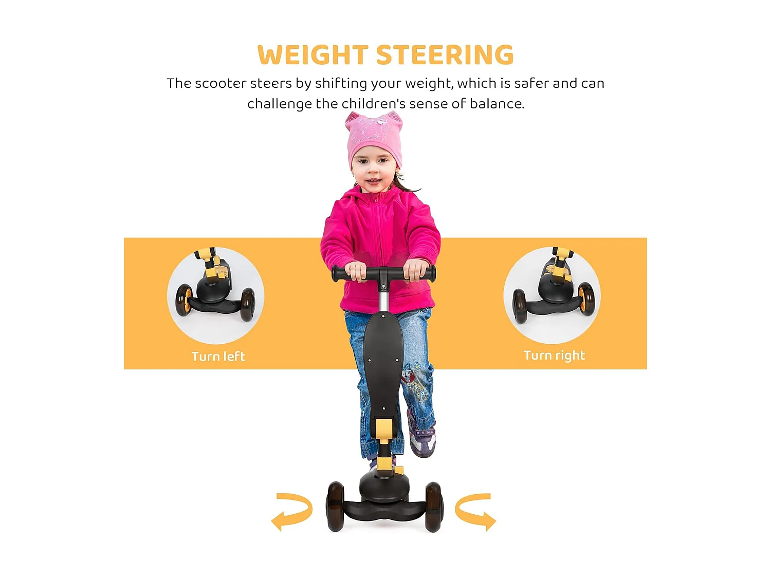 BremToy Opvouwbare Kinderstep met Zitje, LED-wielen en Hoogteverstelbaar Stuur voor 2-8 Jaar