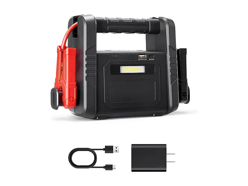 Booster Batería Coche SucceBuy, 4000 A, Arrancador de Batería Coche Portátil con Cables de Arranque, Pantalla LCD, Luz LED, Caja de Arranque de Litio