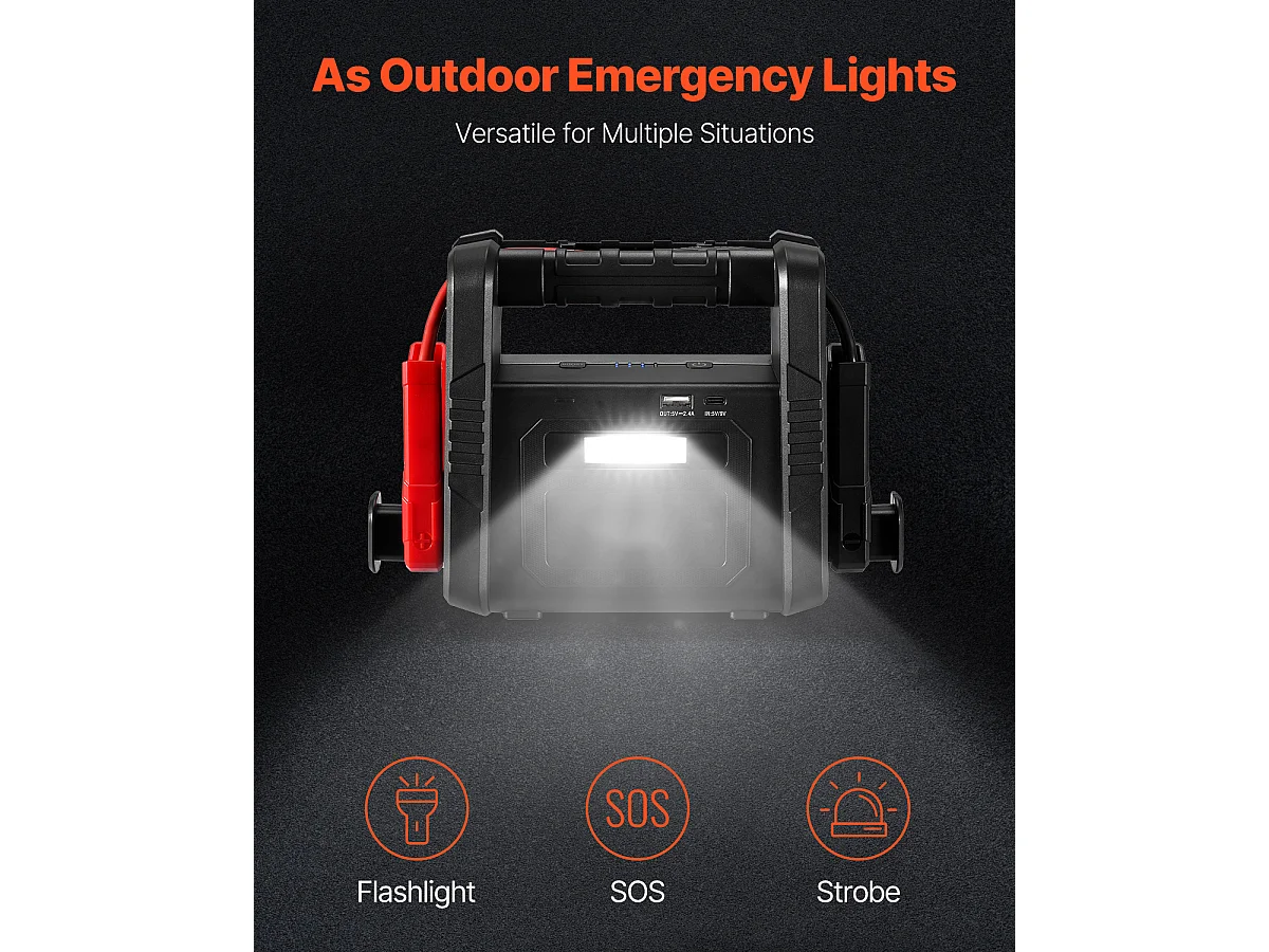 Booster Batterie Voiture SucceBuy, 4000 A, Démarreur de Batterie Voiture Portable avec Câbles de Démarrage, Écran LCD, Lumière LED, Boîte de Démarrage au Lithium