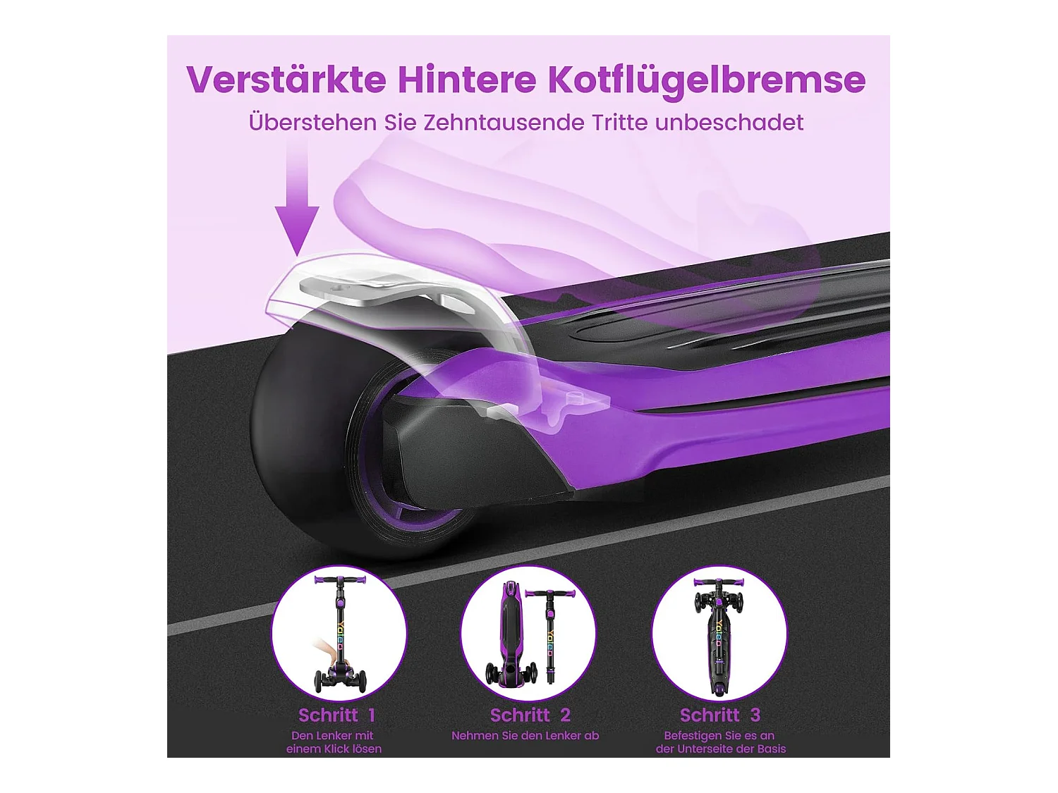 Trottinette Enfant YOLEO avec 4 Hauteurs Réglables, Roues Lumineuses LED, pour 3-12 Ans