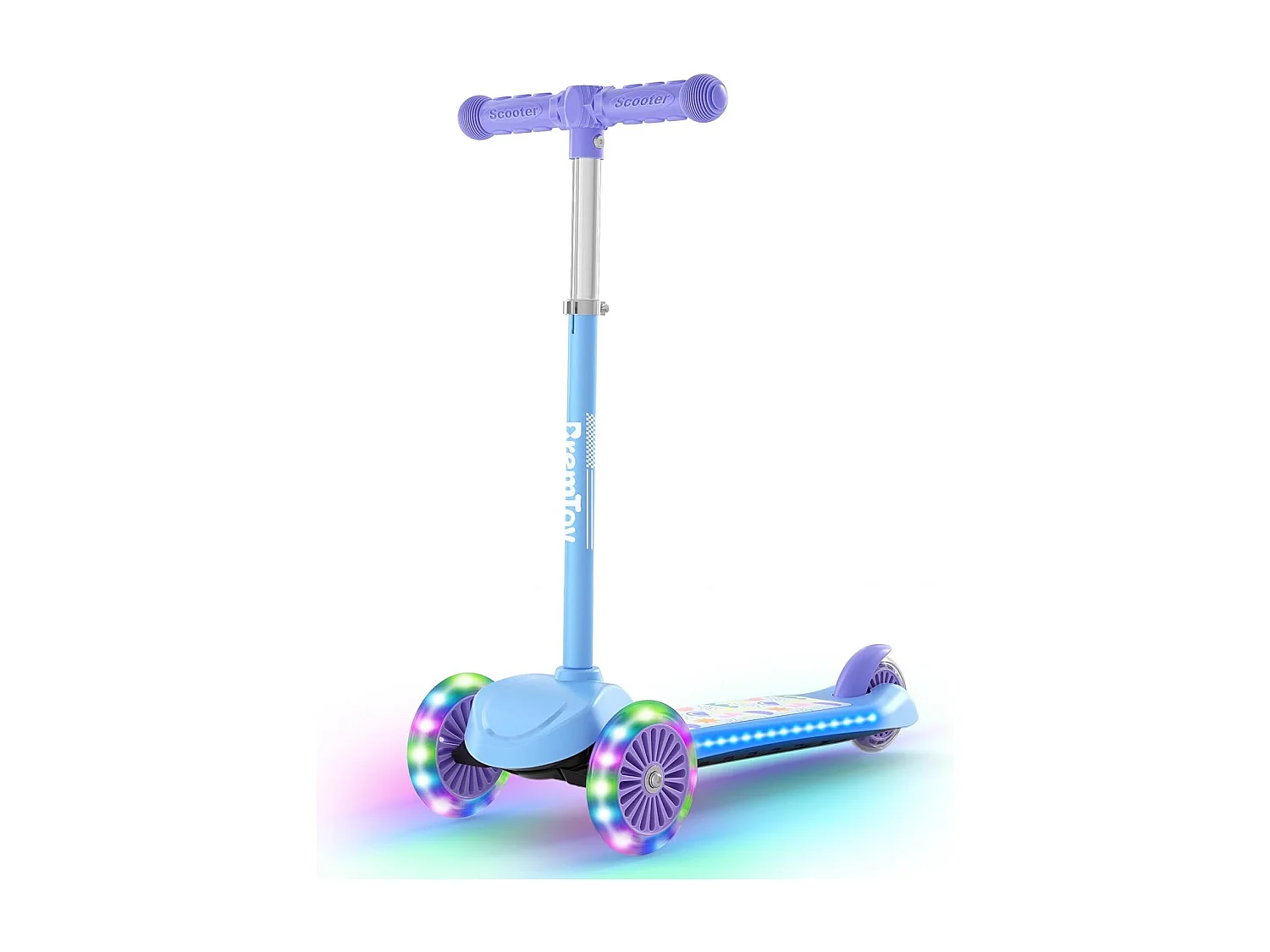 BremToy Kinderstep met Lichtgevend Deck en PU LED-wielen, 4 Traps Hoogteverstelling, Lichtgewicht, voor Beginners van 3-8 Jaar