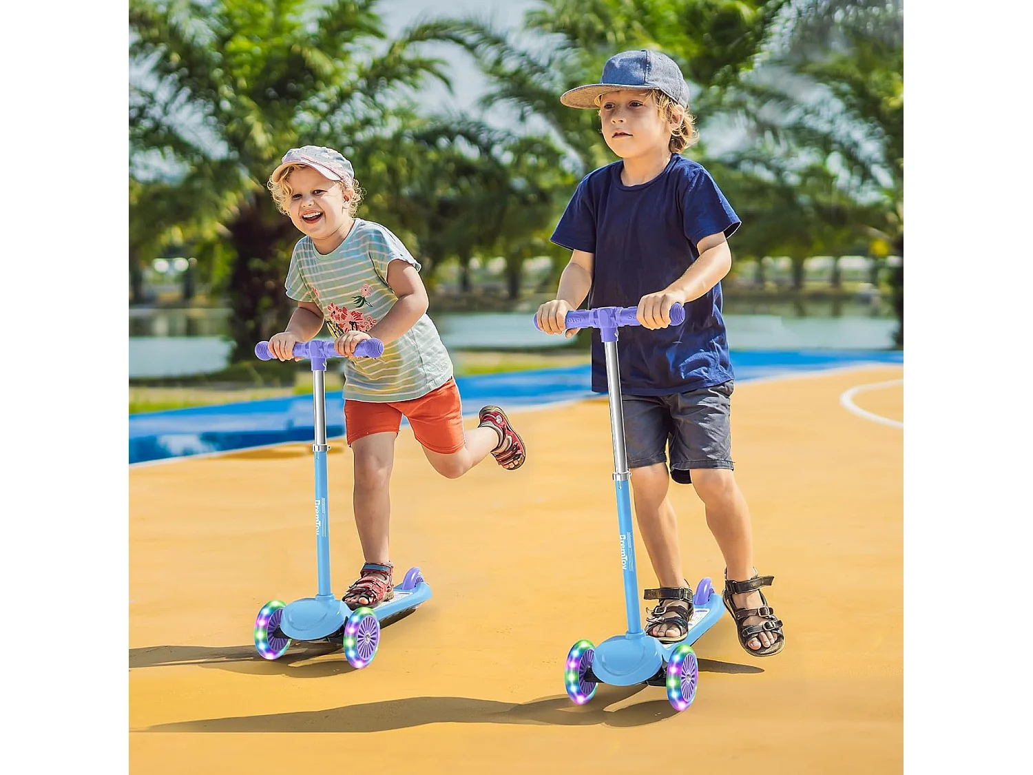 BremToy Kinderstep met Lichtgevend Deck en PU LED-wielen, 4 Traps Hoogteverstelling, Lichtgewicht, voor Beginners van 3-8 Jaar