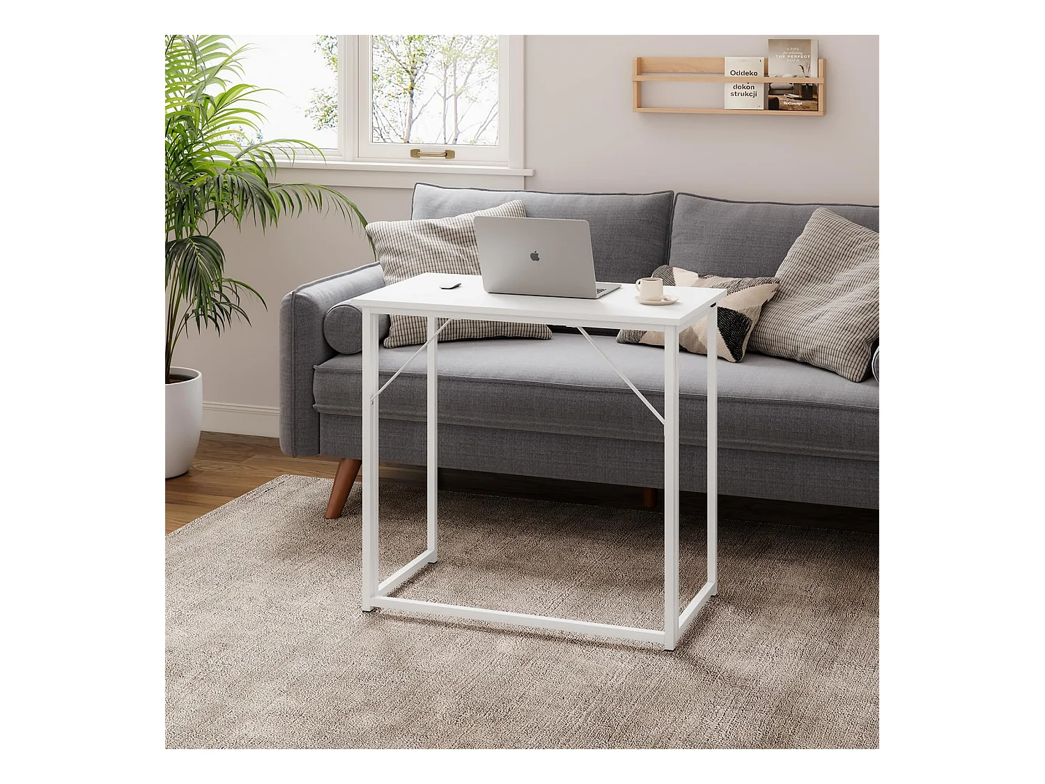 Table de Bureau Pliante Bureau Informatique Pliable Petit Table d'Ordinateur pour Bureau Domicile, Assemblage Simple, 80 x 46 x 74 cm - Blanc