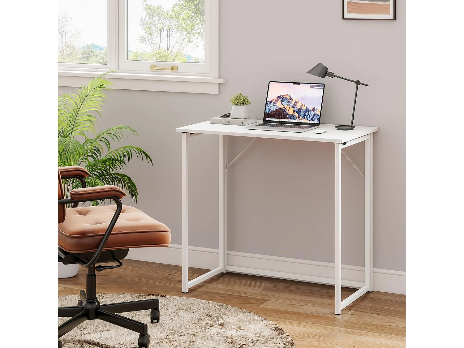 Tavolo pieghevole per computer, piccolo tavolo per computer per ufficio domestico, facile da montare, 80 x 46 x 74 cm - Bianco