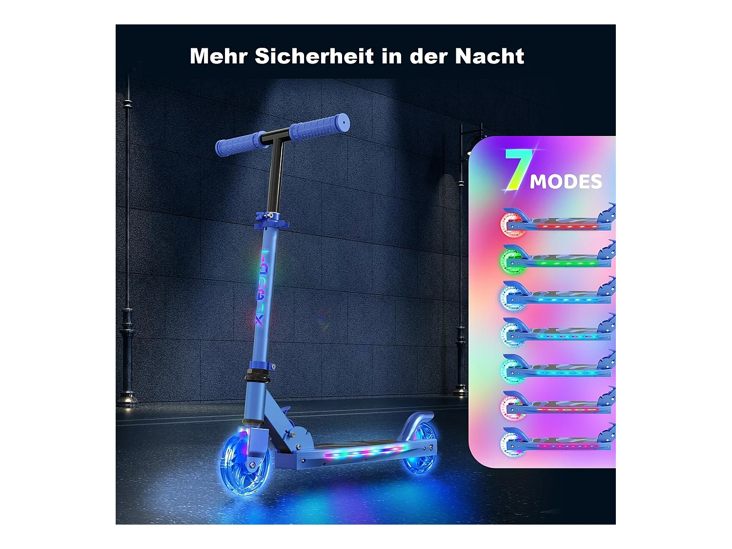 Trottinette Enfant TONBUX avec 2 Roues Lumineuses, Potence et Plateforme, 3 Poignées Réglables en Hauteur, Légère, pour 5-12 Ans