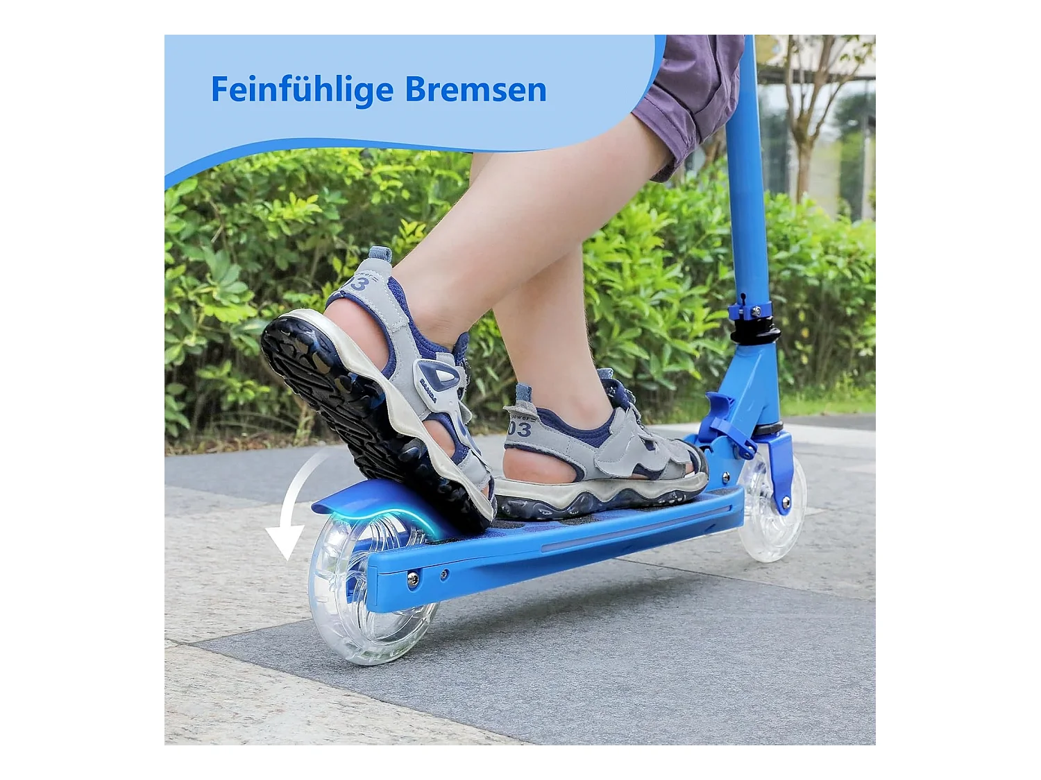 Trottinette Enfant TONBUX avec 2 Roues Lumineuses, Potence et Plateforme, 3 Poignées Réglables en Hauteur, Légère, pour 5-12 Ans