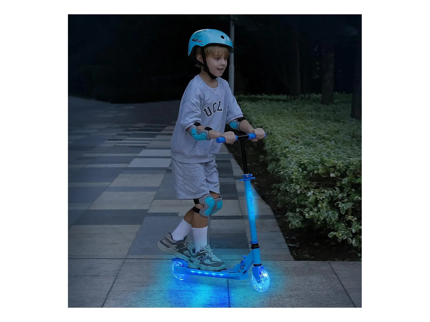 Trottinette Enfant TONBUX avec 2 Roues Lumineuses, Potence et Plateforme, 3 Poignées Réglables en Hauteur, Légère, pour 5-12 Ans