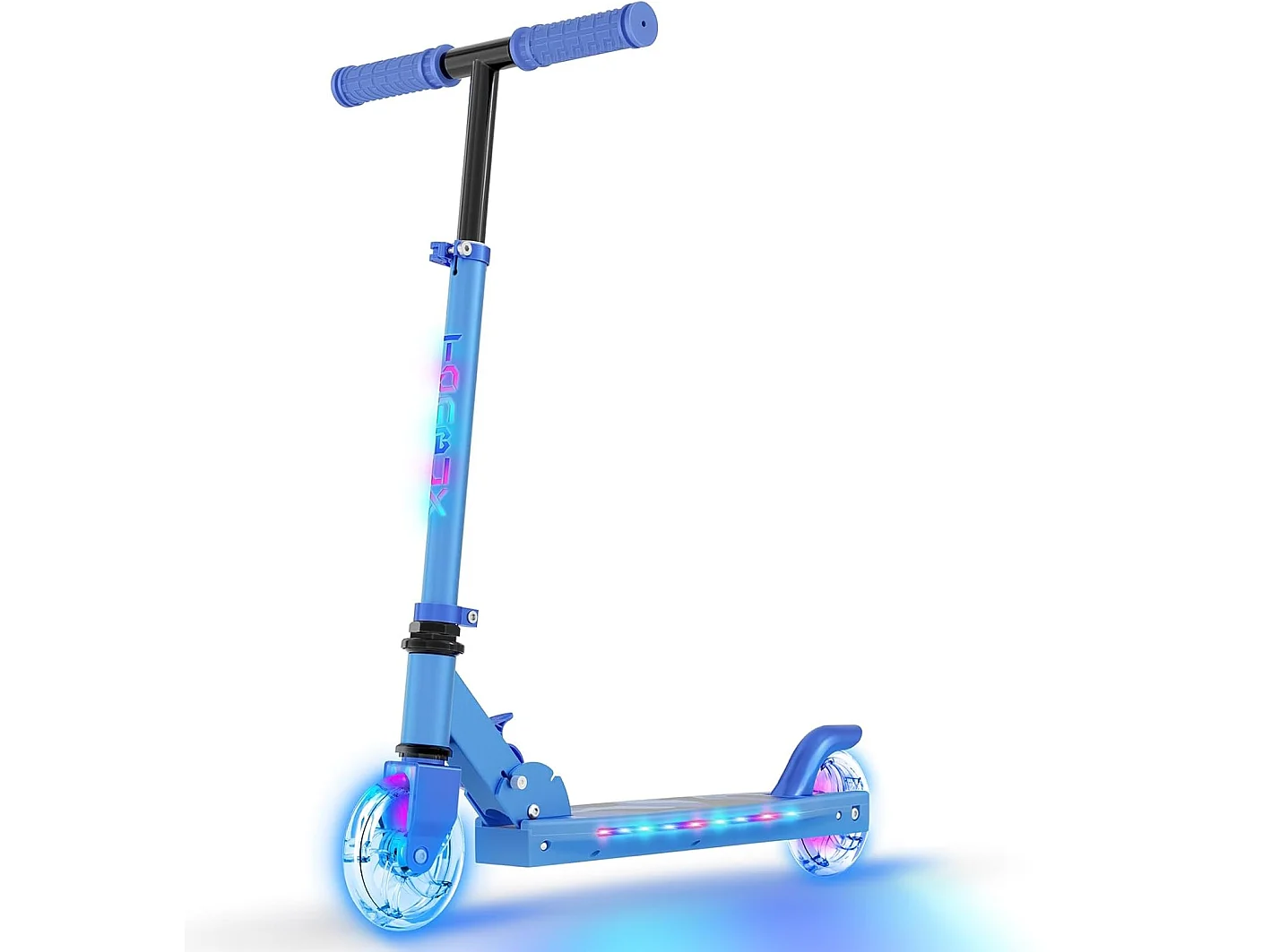 Trottinette Enfant TONBUX avec 2 Roues Lumineuses, Potence et Plateforme, 3 Poignées Réglables en Hauteur, Légère, pour 5-12 Ans