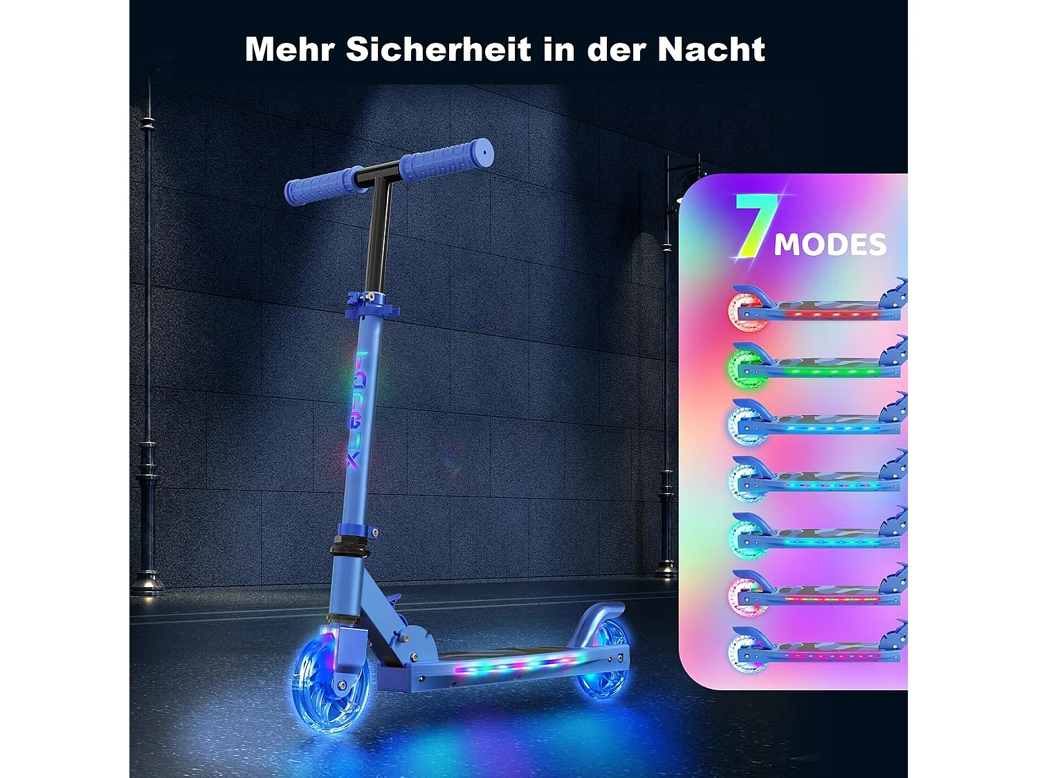 Trottinette Enfant TONBUX avec 2 Roues Lumineuses, Potence et Plateforme, 3 Poignées Réglables en Hauteur, Légère, pour 5-12 Ans