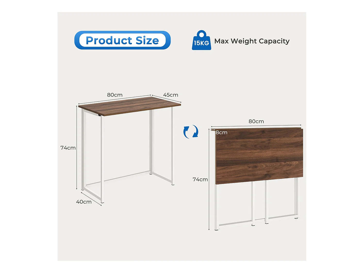 Table de Bureau Pliante Bureau Informatique Pliable Petit Table d'Ordinateur pour Bureau Domicile 80 x 45 x 74 cm - Brun