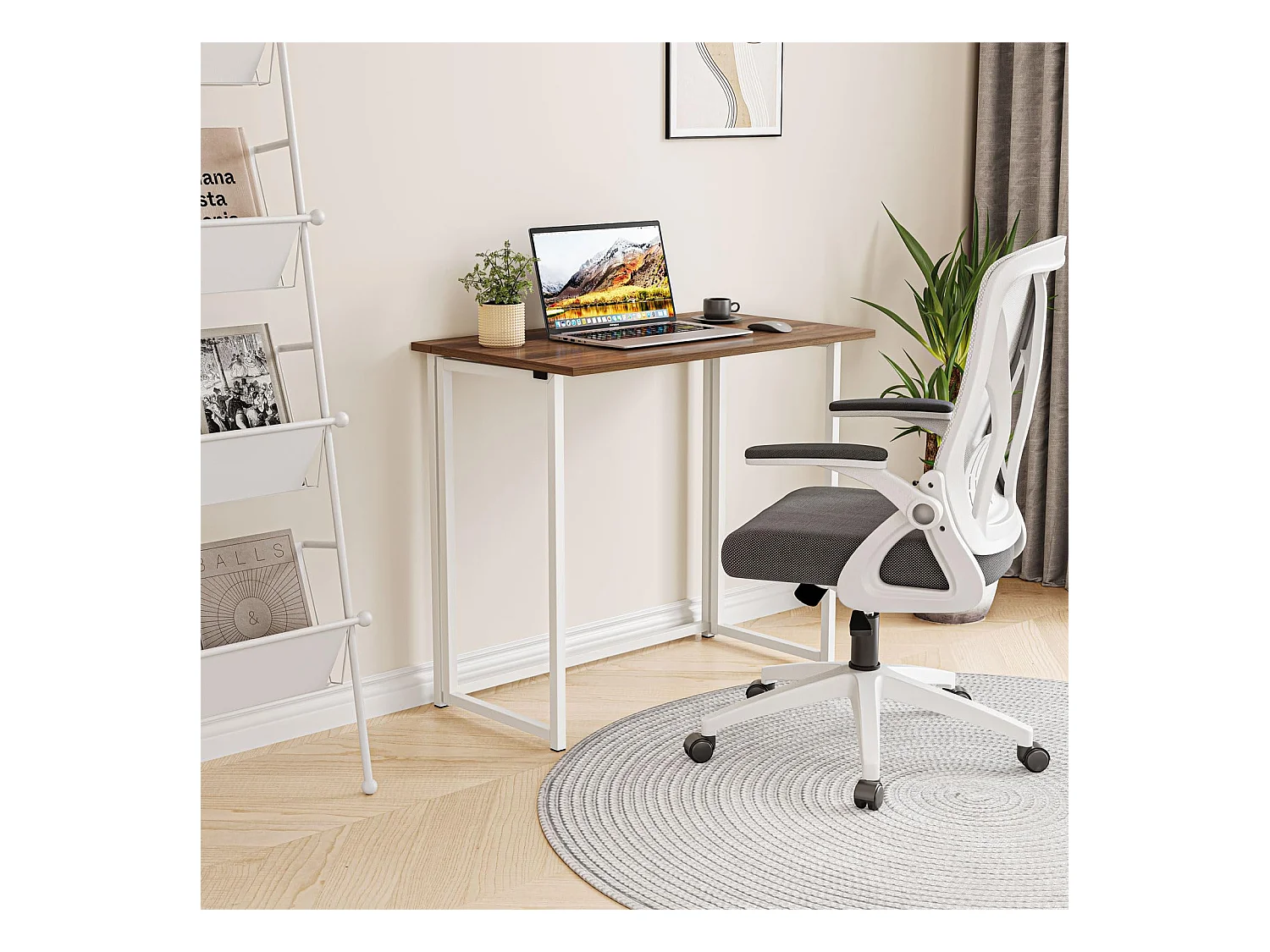 Table de Bureau Pliante Bureau Informatique Pliable Petit Table d'Ordinateur pour Bureau Domicile 80 x 45 x 74 cm - Brun