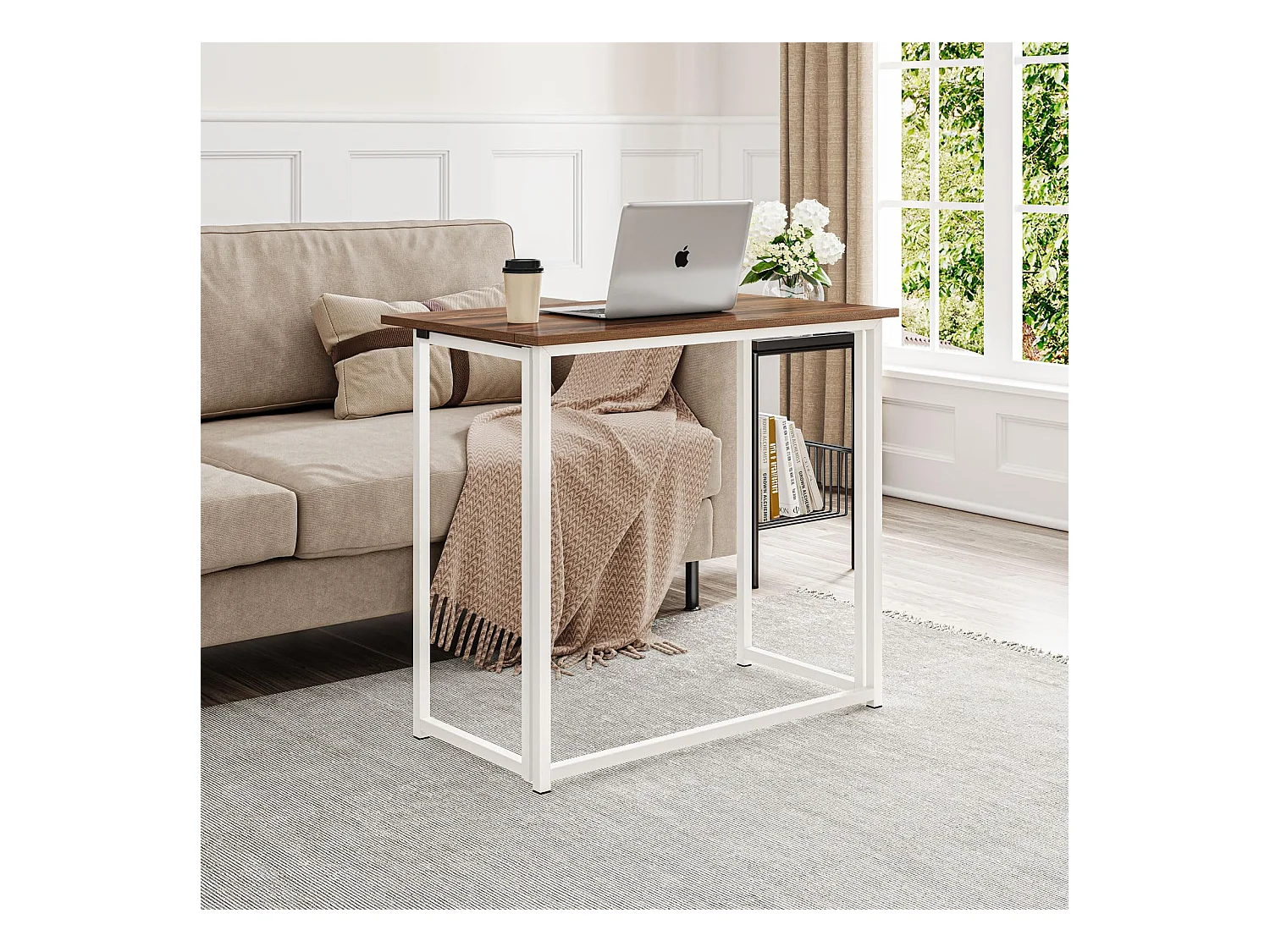 Table de Bureau Pliante Bureau Informatique Pliable Petit Table d'Ordinateur pour Bureau Domicile 80 x 45 x 74 cm - Brun