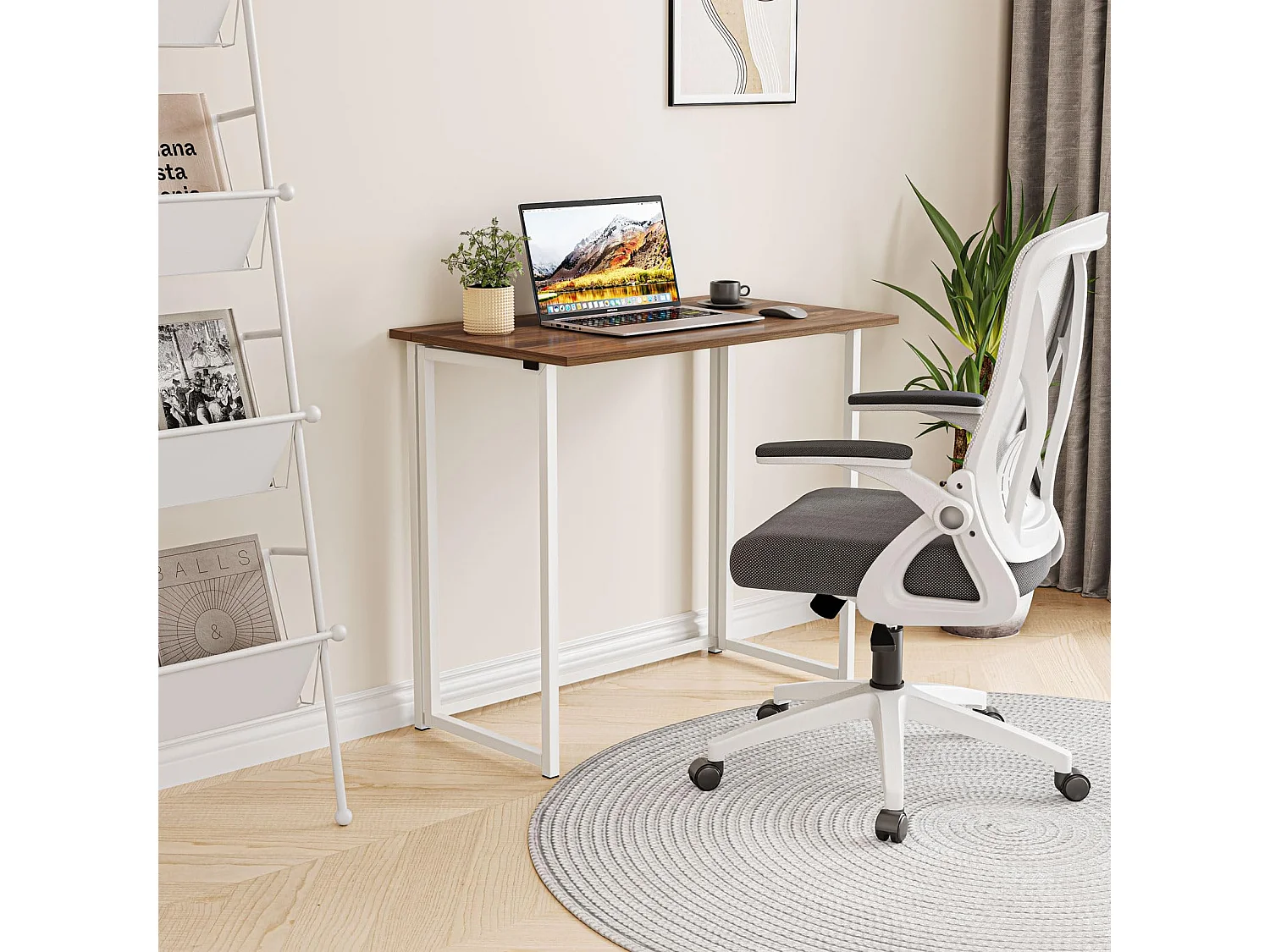 Table de Bureau Pliante Bureau Informatique Pliable Petit Table d'Ordinateur pour Bureau Domicile 80 x 45 x 74 cm - Brun