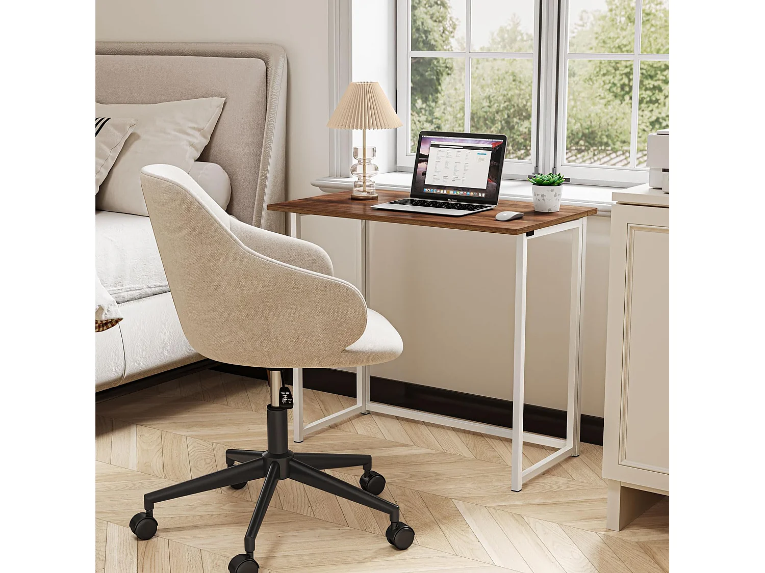 Table de Bureau Pliante Bureau Informatique Pliable Petit Table d'Ordinateur pour Bureau Domicile 80 x 45 x 74 cm - Brun