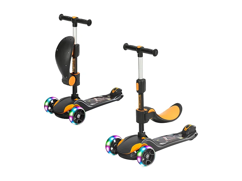 Monopattino Bambini BremToy con Sella Rimovibile e Ruote PU LED, Monopattino Bambini Pieghevole per Bambini da 2 a 12 Anni