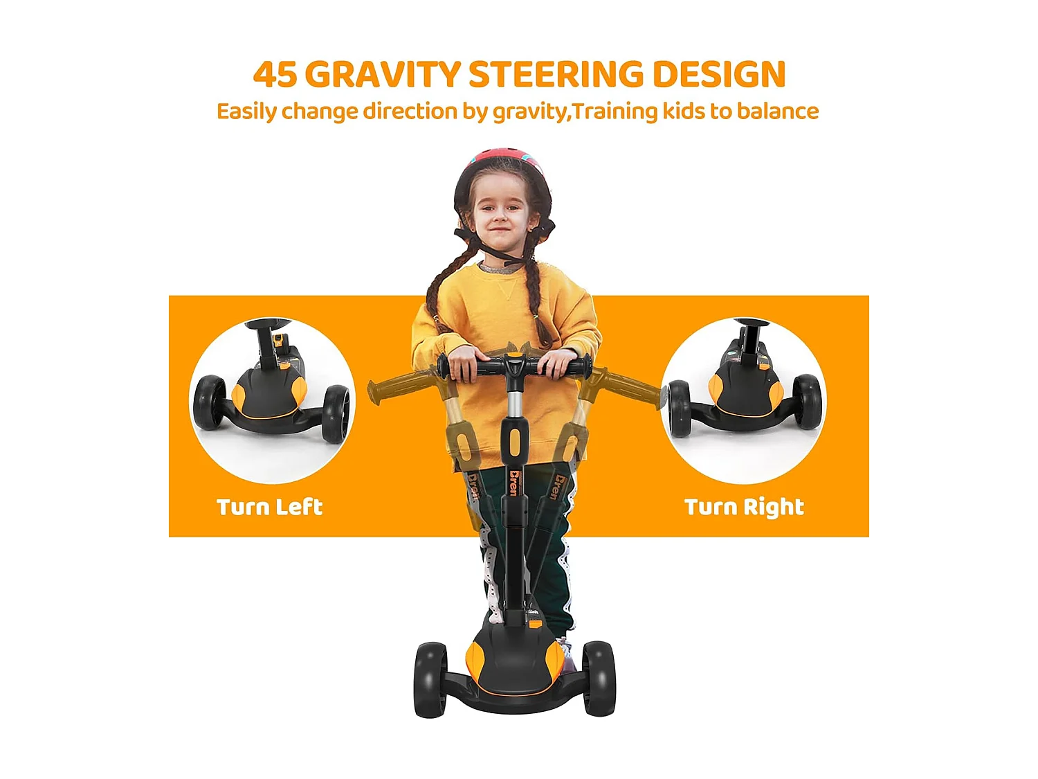 BremToy Kinderstep met Afneembare Zitstoel en PU LED-wielen, Opvouwbare Kinderstep voor Kinderen van 2 tot 12 Jaar