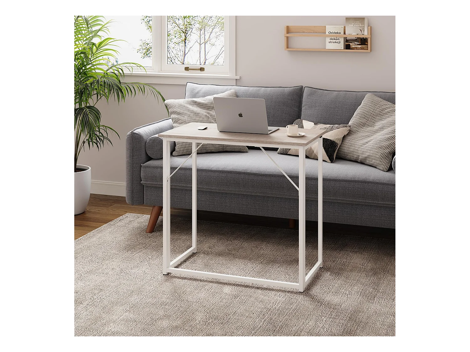 Table de Bureau Pliante Bureau Informatique Pliable Petit Table d'Ordinateur pour Bureau Domicile, Assemblage Simple, 80 x 46 x 74 cm - Couleur Chêne