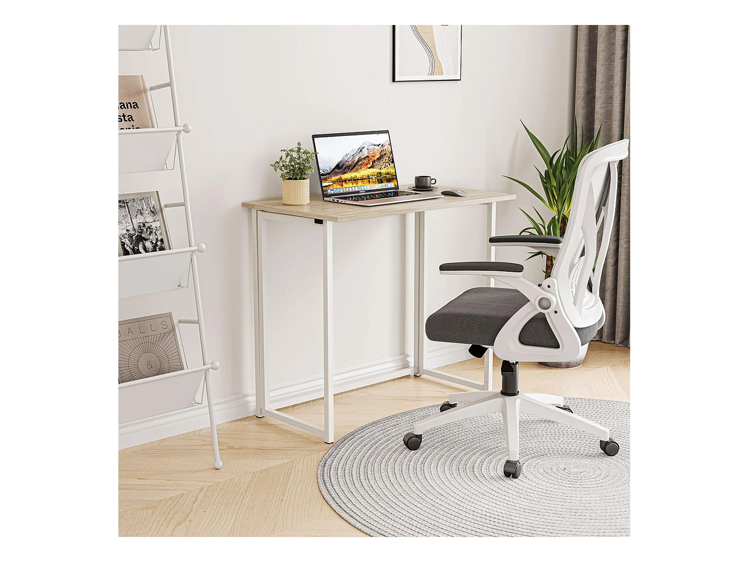 Table de Bureau Pliante Bureau Informatique Pliable Petit Table d'Ordinateur pour Bureau Domicile 80 x 45 x 74 cm - Couleur Chêne