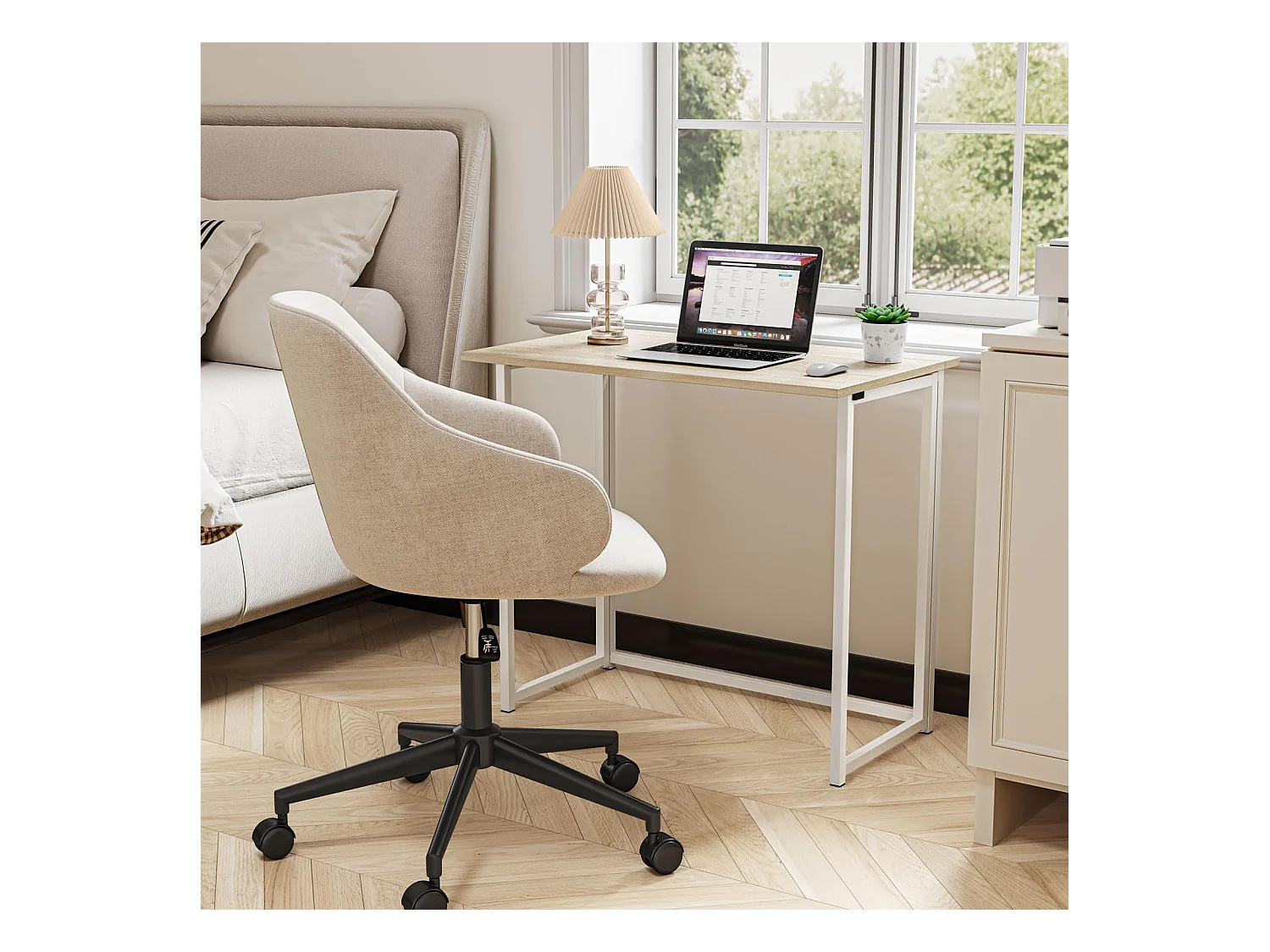 Table de Bureau Pliante Bureau Informatique Pliable Petit Table d'Ordinateur pour Bureau Domicile 80 x 45 x 74 cm - Couleur Chêne