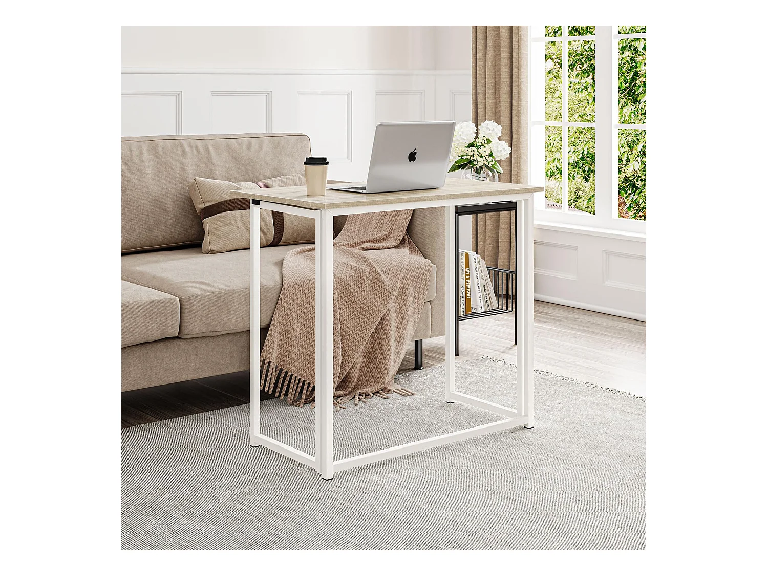 Table de Bureau Pliante Bureau Informatique Pliable Petit Table d'Ordinateur pour Bureau Domicile 80 x 45 x 74 cm - Couleur Chêne
