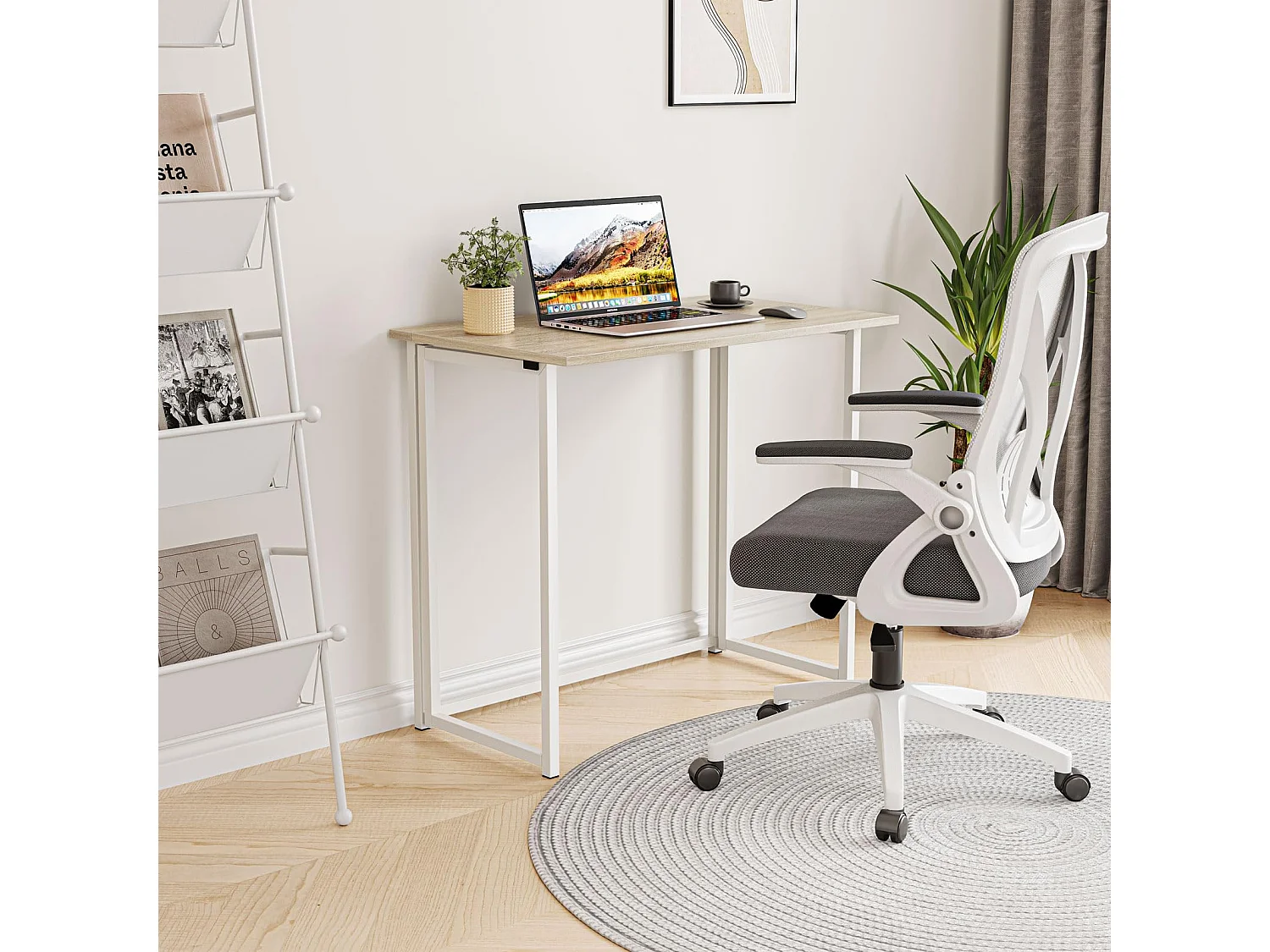 Table de Bureau Pliante Bureau Informatique Pliable Petit Table d'Ordinateur pour Bureau Domicile 80 x 45 x 74 cm - Couleur Chêne