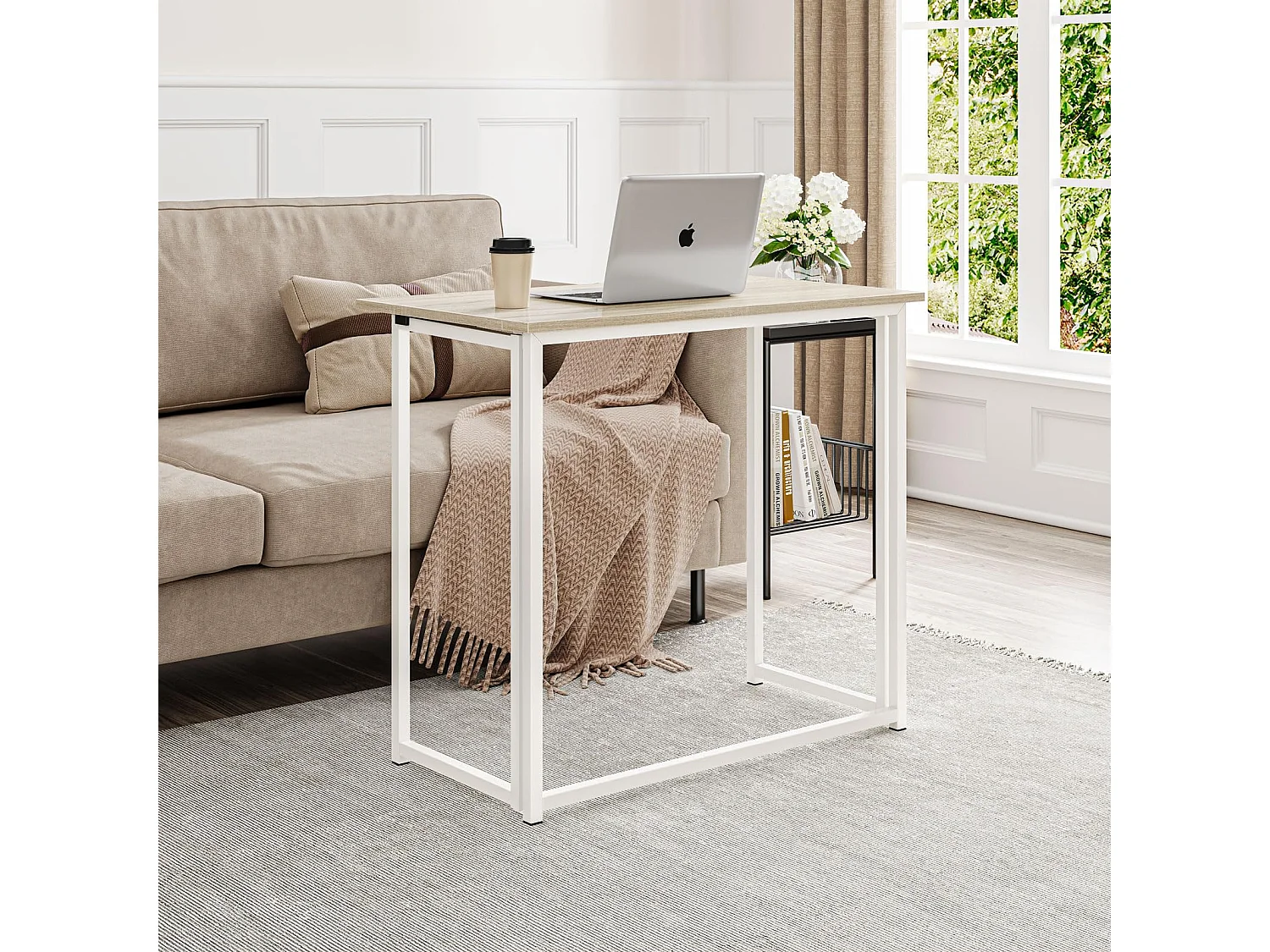 Table de Bureau Pliante Bureau Informatique Pliable Petit Table d'Ordinateur pour Bureau Domicile 80 x 45 x 74 cm - Couleur Chêne