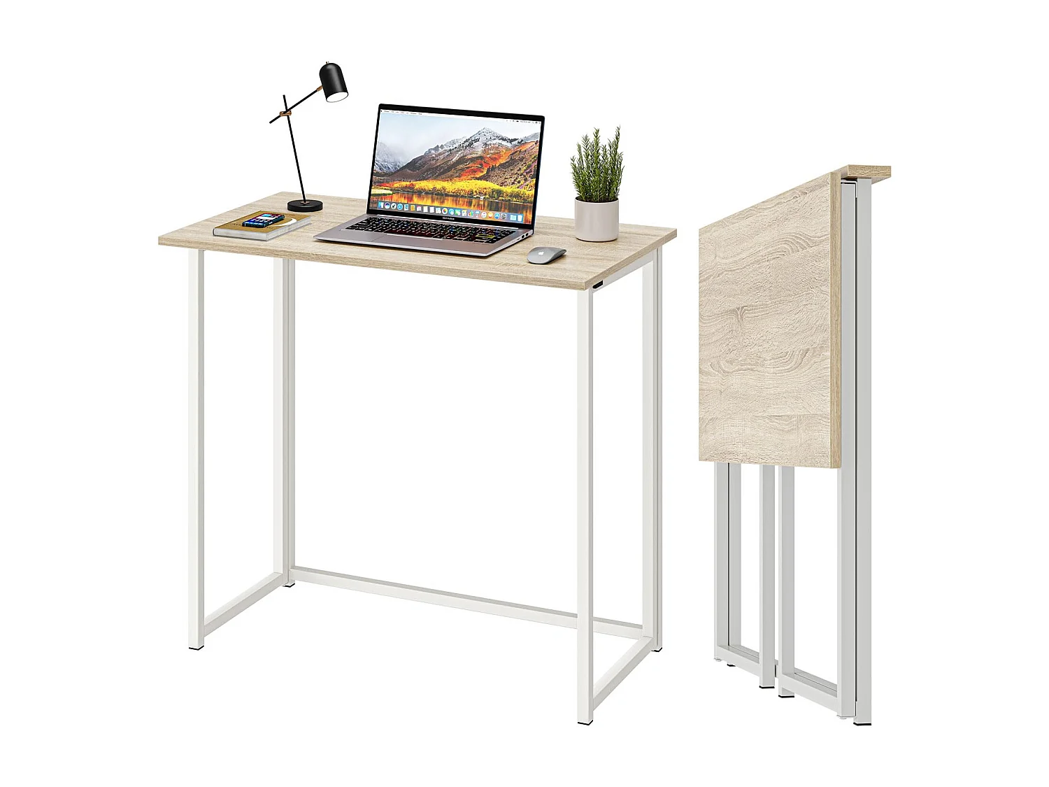 Table de Bureau Pliante Bureau Informatique Pliable Petit Table d'Ordinateur pour Bureau Domicile 80 x 45 x 74 cm - Couleur Chêne