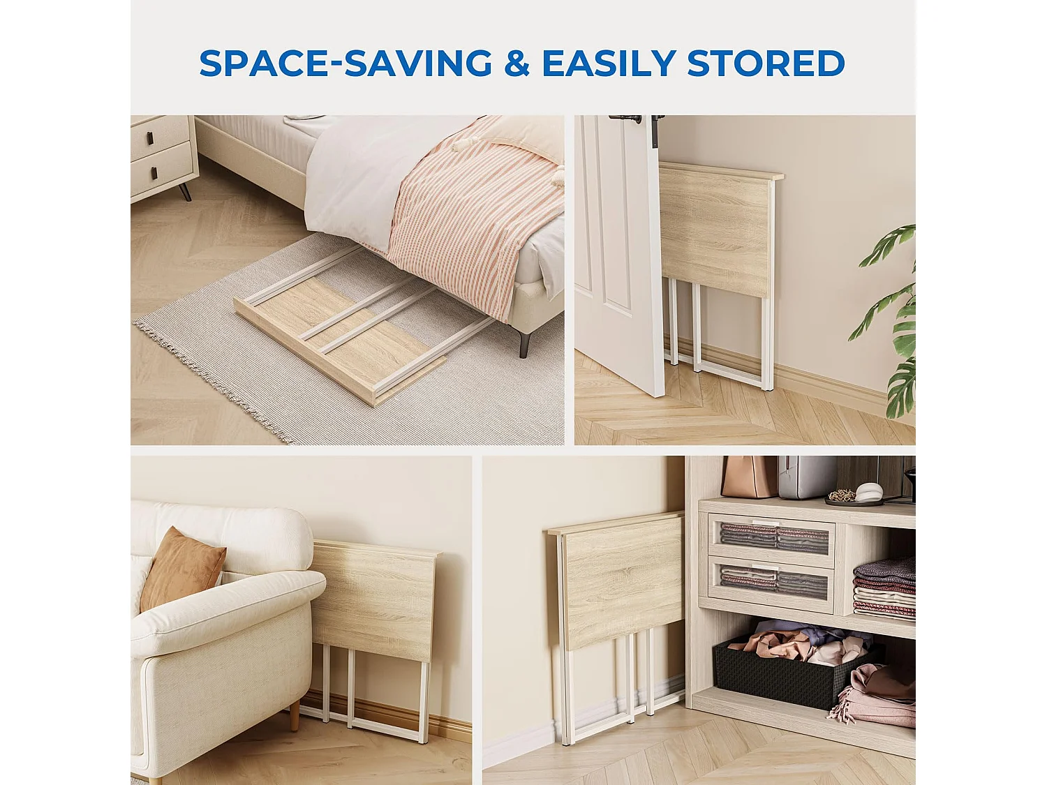 Table de Bureau Pliante Bureau Informatique Pliable Petit Table d'Ordinateur pour Bureau Domicile 80 x 45 x 74 cm - Couleur Chêne