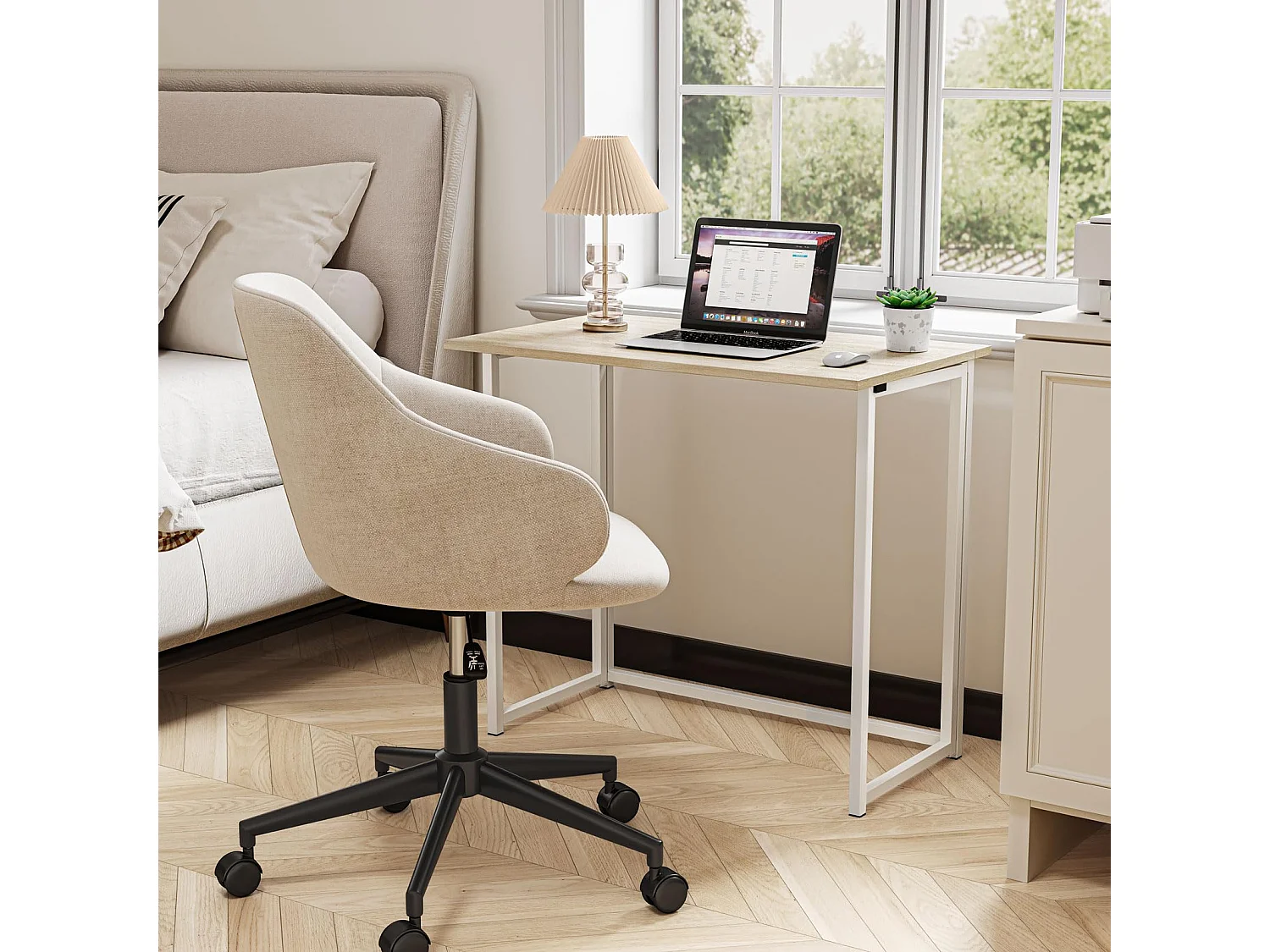 Table de Bureau Pliante Bureau Informatique Pliable Petit Table d'Ordinateur pour Bureau Domicile 80 x 45 x 74 cm - Couleur Chêne