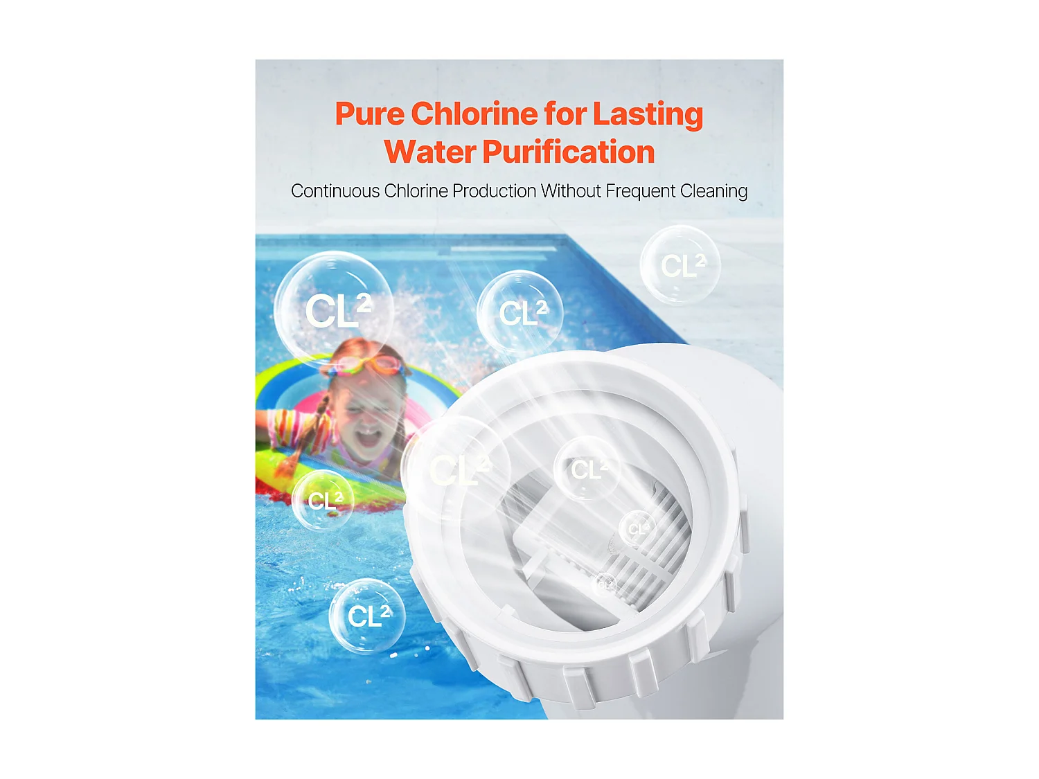 Sistema de Cloración SucceBuy de Agua Salada, para Piscinas Enterradas de 151,4 kL, Célula de Cloración de Piscina, Compatible con Hayward W3T-Cell-15 (T15)