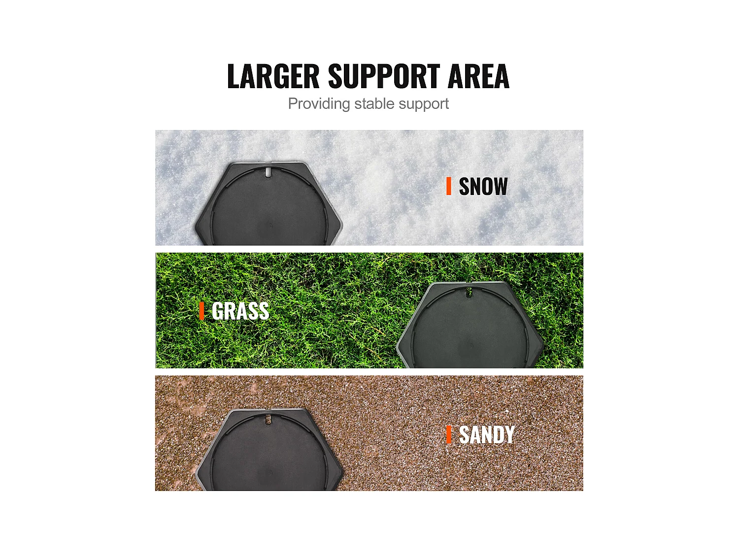 Lot de 6 Patins SucceBuy pour Cric de Caravane Camping-car en Caoutchouc, Stabilisateur de Cric Fixé de Manière Permanente Rond 22,8 cm, Capacité 2268 kg