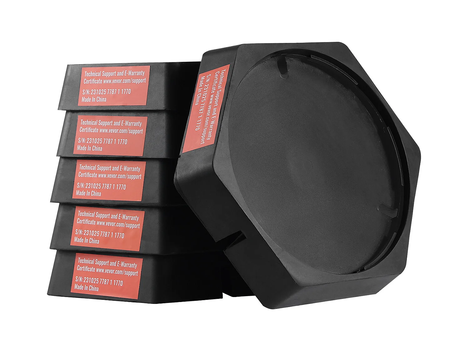 Lot de 6 Patins SucceBuy pour Cric de Caravane Camping-car en Caoutchouc, Stabilisateur de Cric Fixé de Manière Permanente Rond 22,8 cm, Capacité 2268 kg