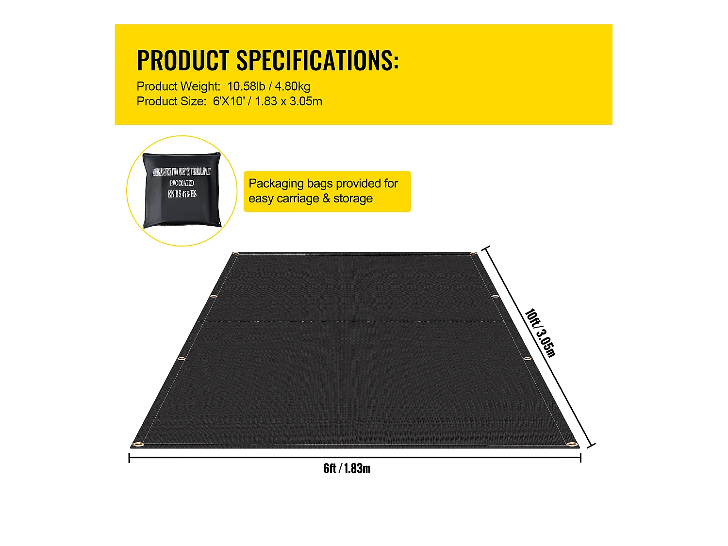 Couverture de Soudage Ignifuge SucceBuy, Lot de 2, Couverture Anti-feu d'Urgence, 1,83 x 3,05 m, Couverture Anti-incendie en Fibre de Verre