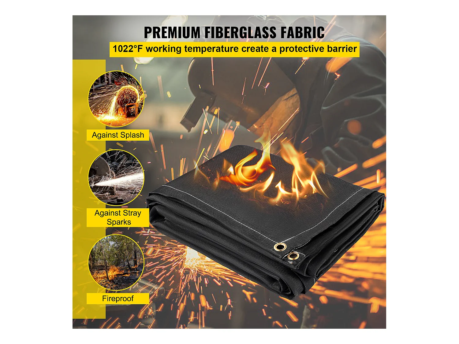 Couverture de Soudage Ignifuge SucceBuy, Lot de 2, Couverture Anti-feu d'Urgence, 1,83 x 3,05 m, Couverture Anti-incendie en Fibre de Verre