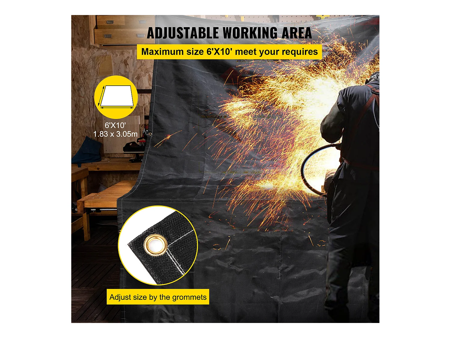 Couverture de Soudage Ignifuge SucceBuy, Lot de 2, Couverture Anti-feu d'Urgence, 1,83 x 3,05 m, Couverture Anti-incendie en Fibre de Verre