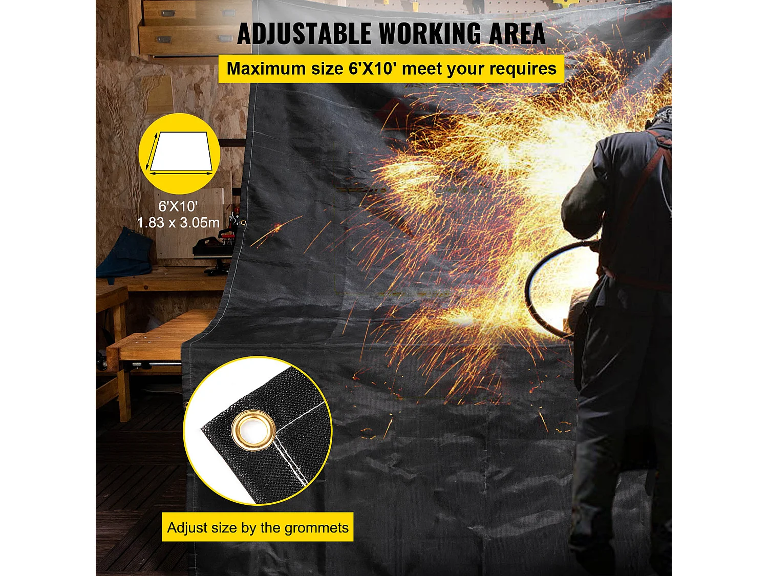 Couverture de Soudage Ignifuge SucceBuy, Lot de 2, Couverture Anti-feu d'Urgence, 1,83 x 3,05 m, Couverture Anti-incendie en Fibre de Verre