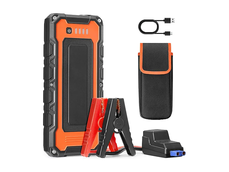 Booster Batería Coche SucceBuy, 3000 A, Arrancador de Batería Coche Portátil con Cables de Arranque, Pantalla LCD, Luz LED, Caja de Arranque de Litio