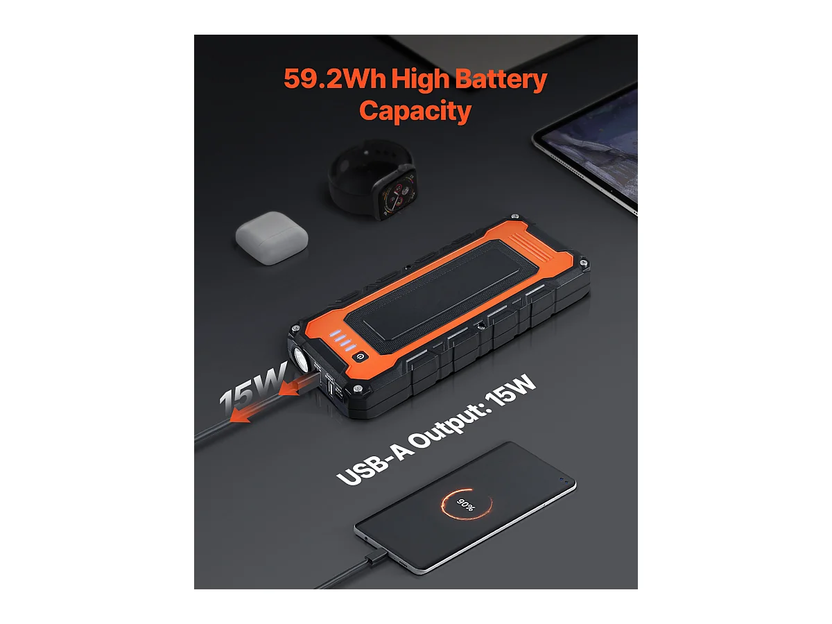 Booster Batterie Voiture SucceBuy, 3000 A, Démarreur de Batterie Voiture Portable avec Câbles de Démarrage, Écran LCD, Lumière LED, Boîte de Démarrage au Lithium