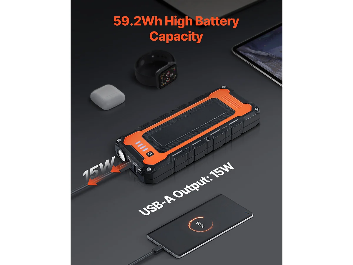 Booster Batterie Voiture SucceBuy, 3000 A, Démarreur de Batterie Voiture Portable avec Câbles de Démarrage, Écran LCD, Lumière LED, Boîte de Démarrage au Lithium