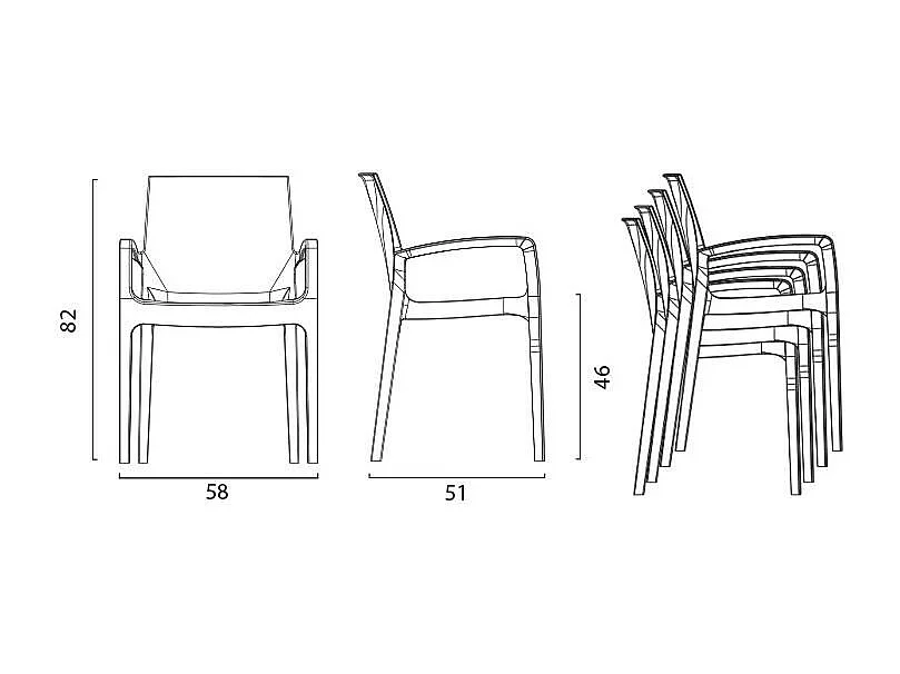 SET 2 POLTRONE Polipropilene impilabili con braccioli cucina bar