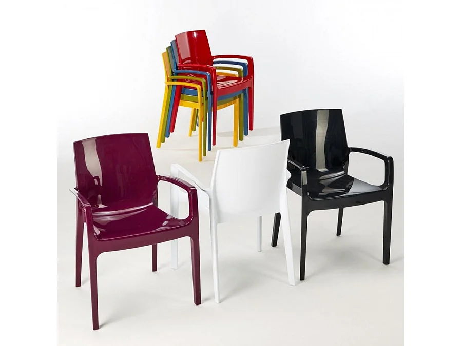 SET 2 POLTRONE Polipropilene impilabili con braccioli cucina bar