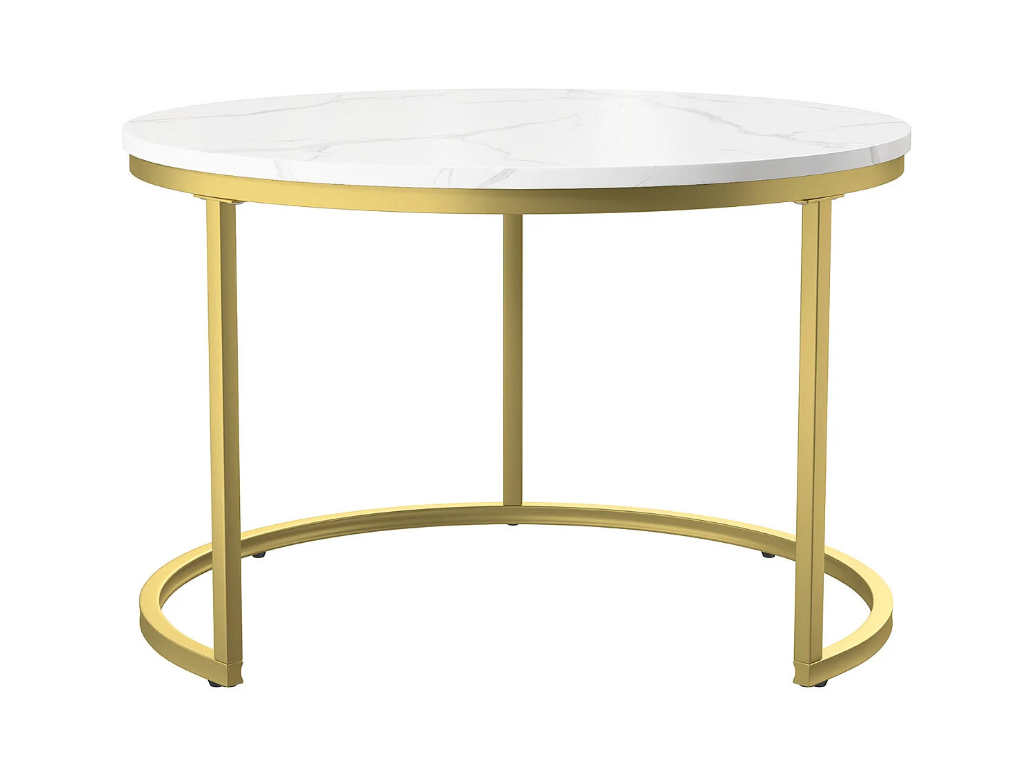 Set van 2 salontafels in nestelstand - set met wit marmereffect en gouden voet, modern en elegant design