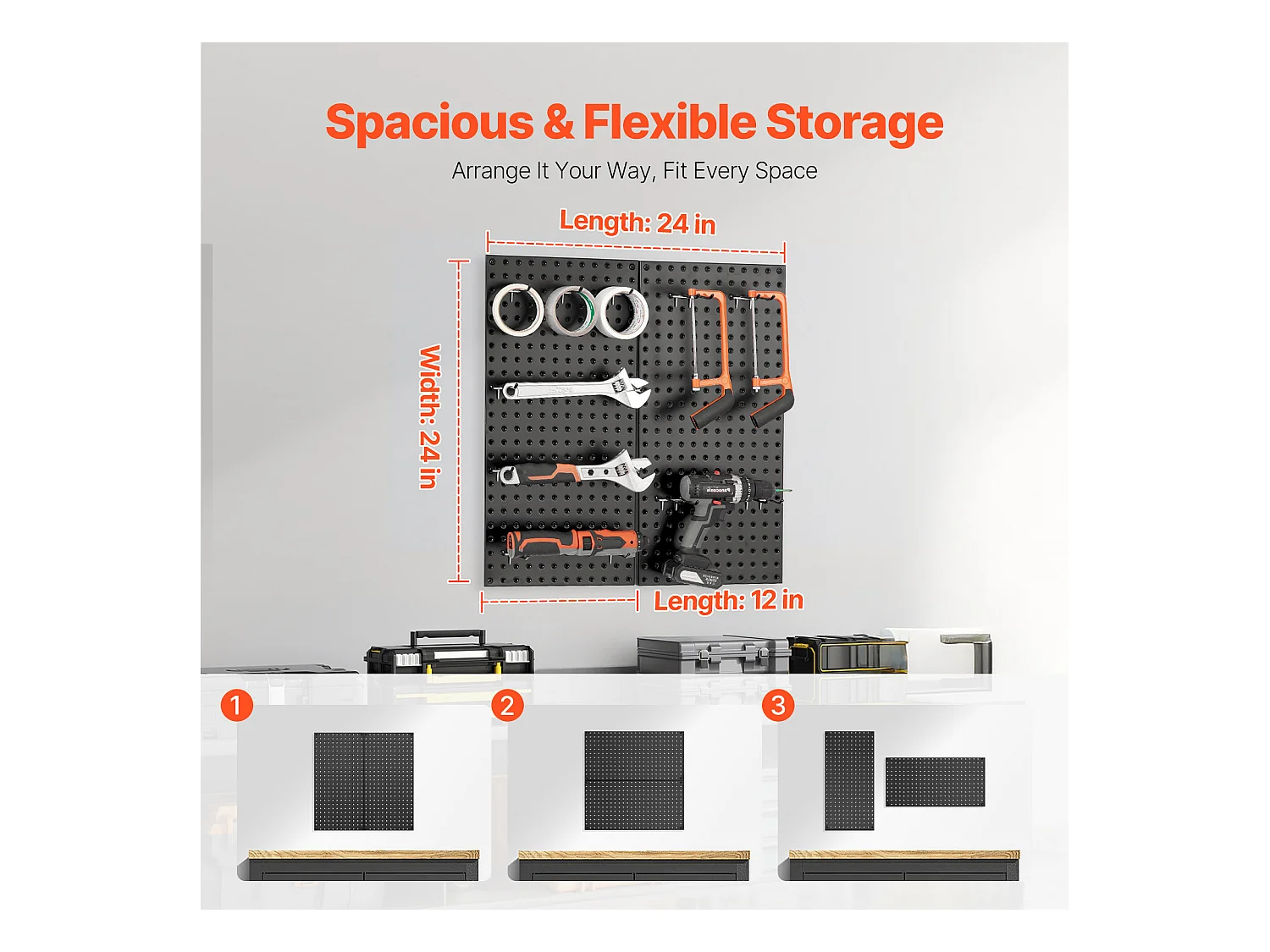 Geperforeerde Metalen Panelen SucceBuy, 2 Panelen, 609,6x304,8 mm, voor Garagegereedschap