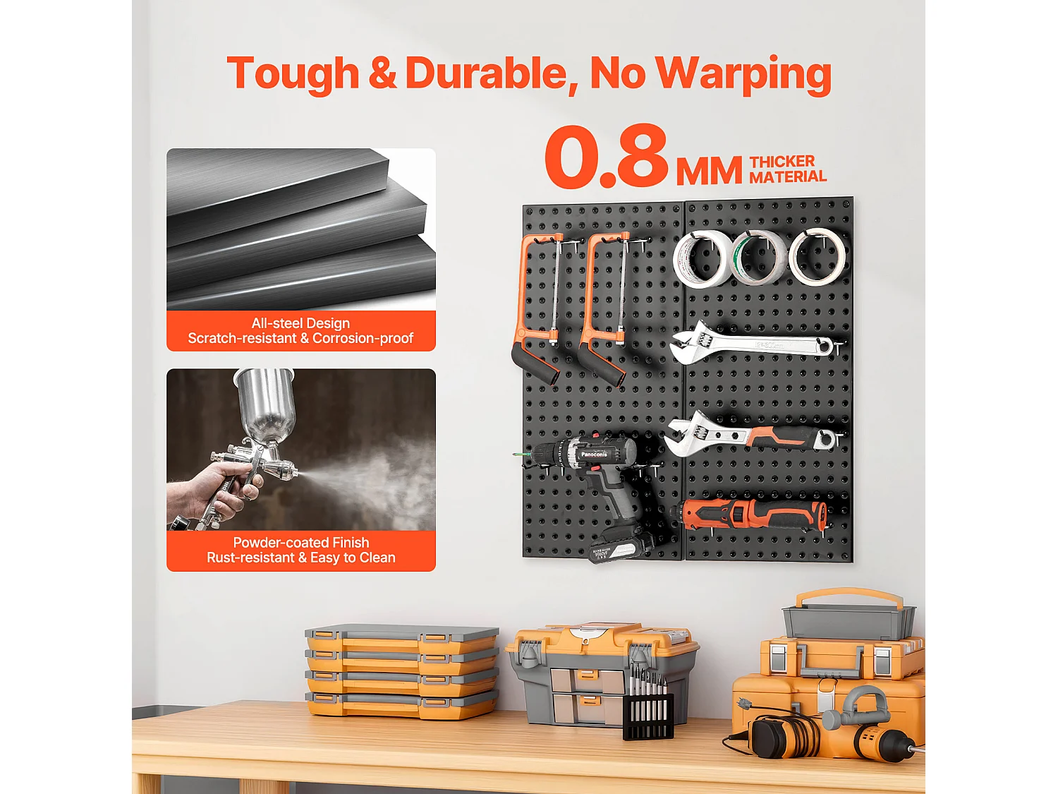 Panneaux Perforés en Métal SucceBuy, 2 Panneaux, 609,6x304,8 mm, pour Outils de Garage