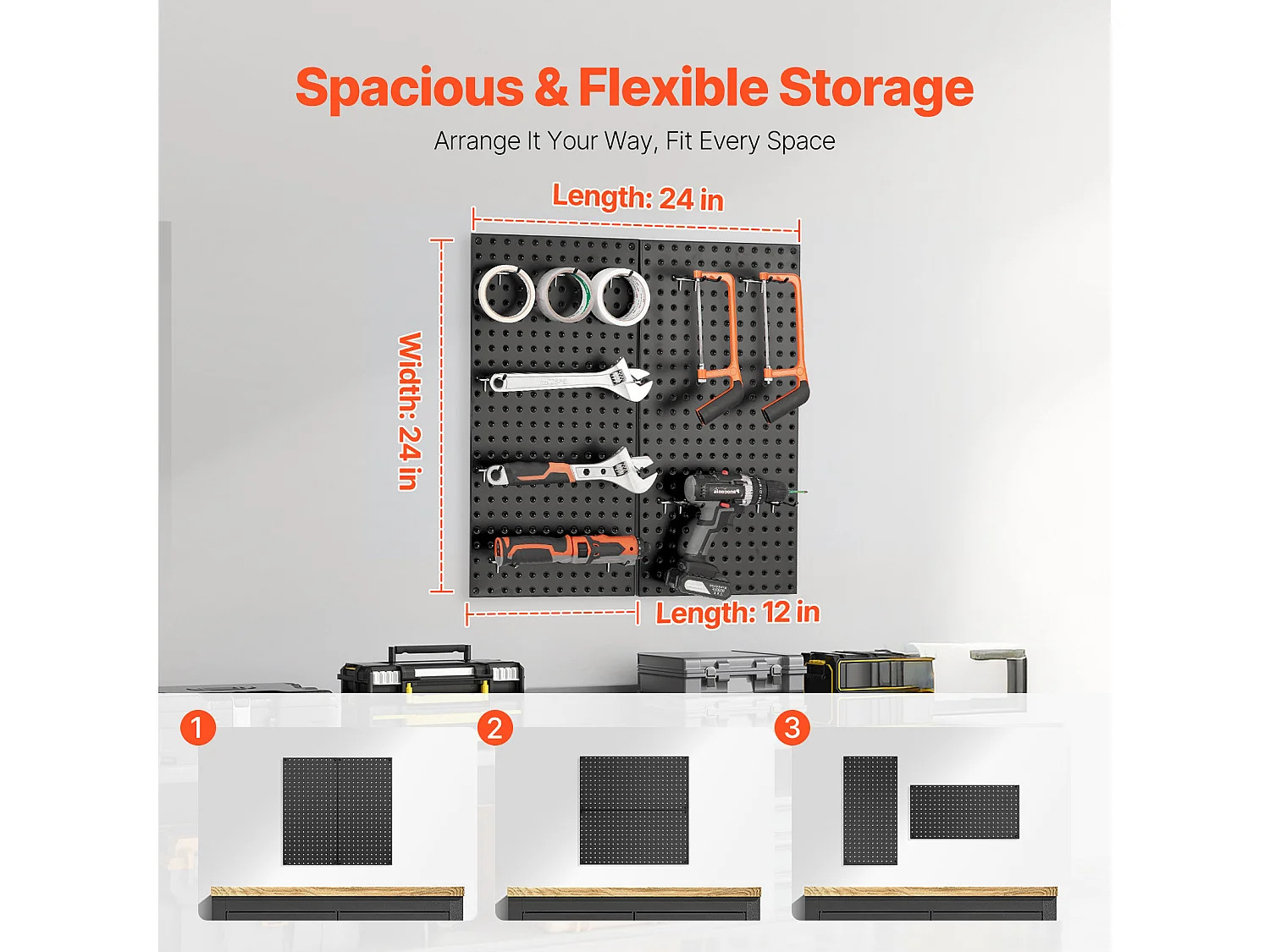Panneaux Perforés en Métal SucceBuy, 2 Panneaux, 609,6x304,8 mm, pour Outils de Garage