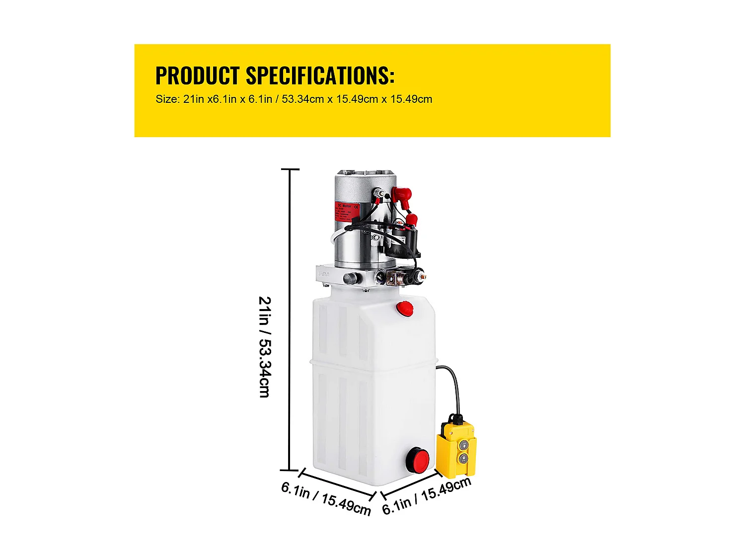 Pompe Hydraulique SucceBuy Pompe Hydraulique Électrique 6.6L Simple Effet Réservoir en Métal pour Remorque à Benne Basculante