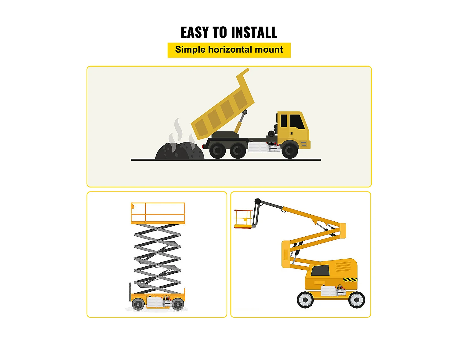 Pompe Hydraulique SucceBuy Pompe Hydraulique Électrique 6.6L Simple Effet Réservoir en Métal pour Remorque à Benne Basculante
