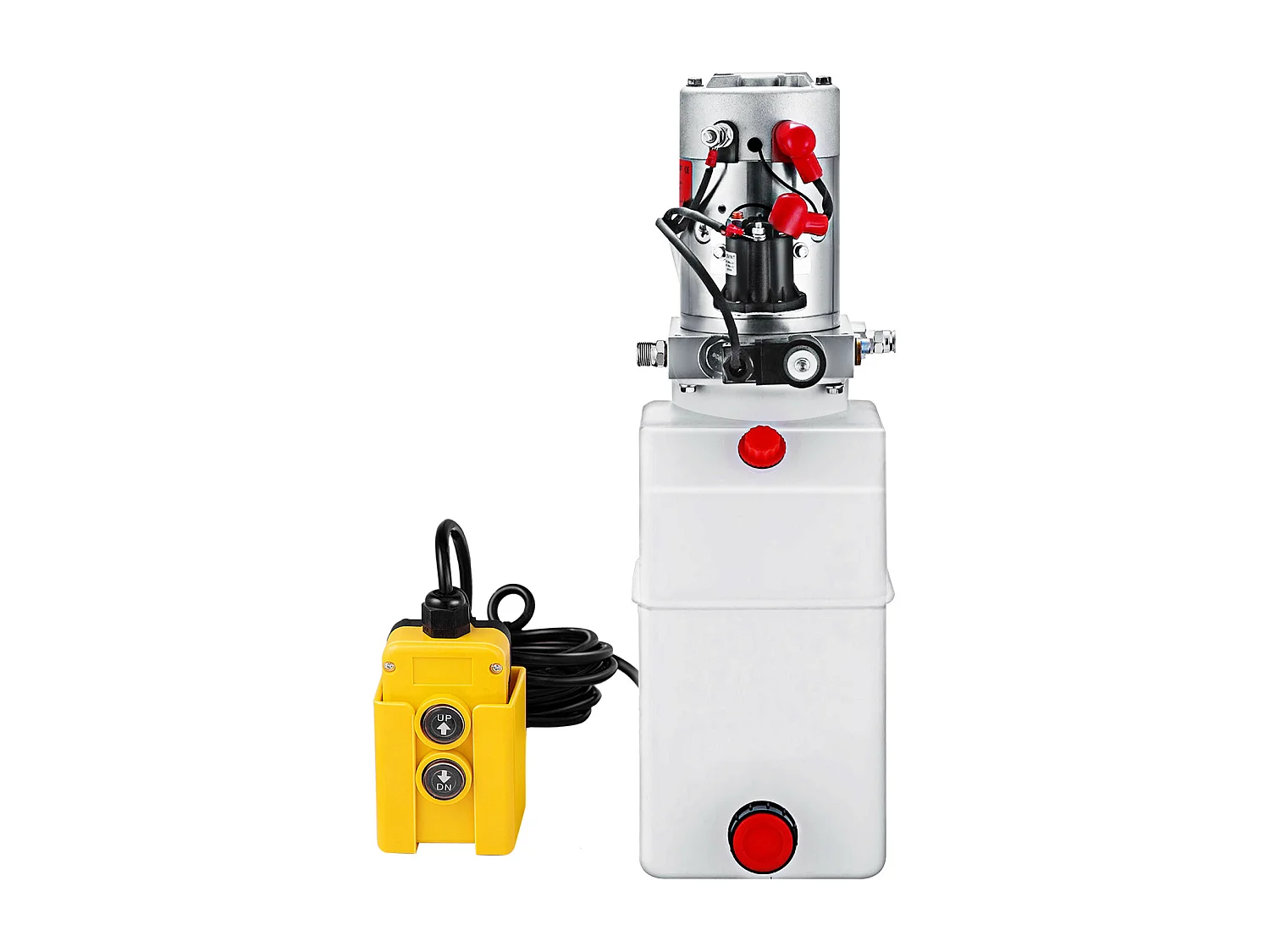 Pompe Hydraulique SucceBuy Pompe Hydraulique Électrique 6.6L Simple Effet Réservoir en Métal pour Remorque à Benne Basculante