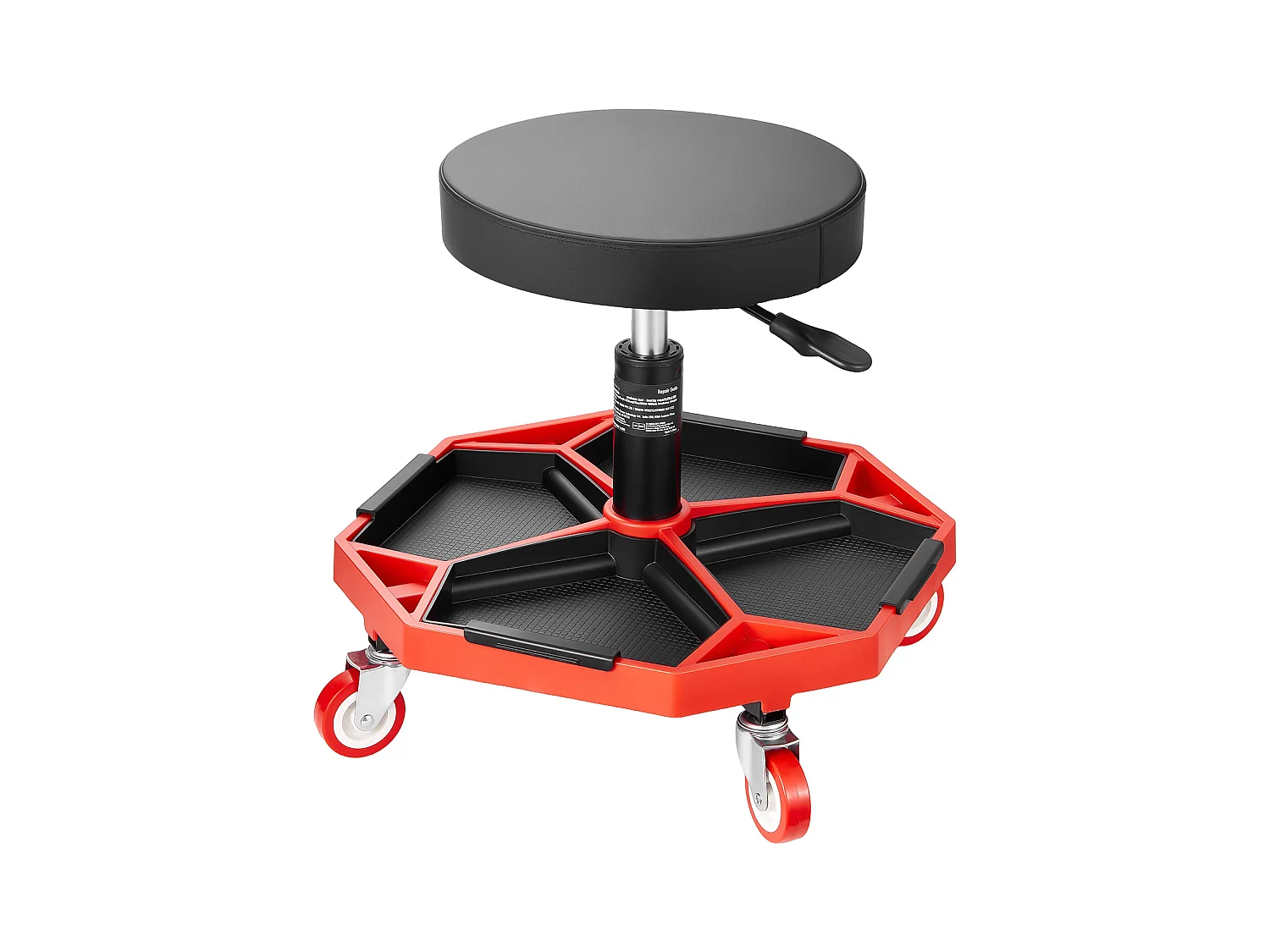 Tabouret d'Atelier, SucceBuy Tabouret d'Atelier Mobile, Siège de Mécanicien sur Roulettes, Capacité 136 kg pour Réparation et Entretien Automobile, Noir et Rouge